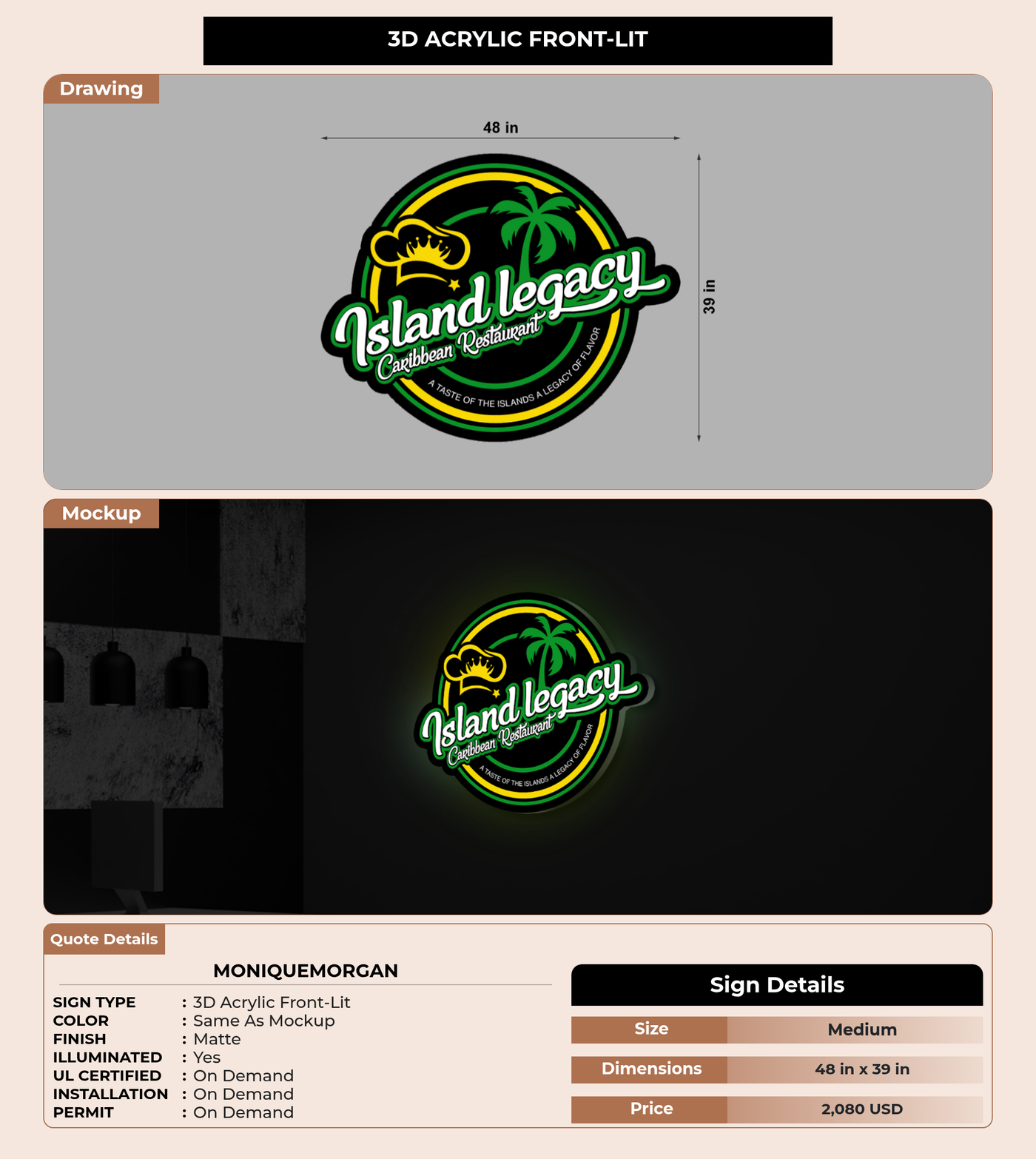 CUSTOM MOCKUP SIGN FOR Moniquemorgan