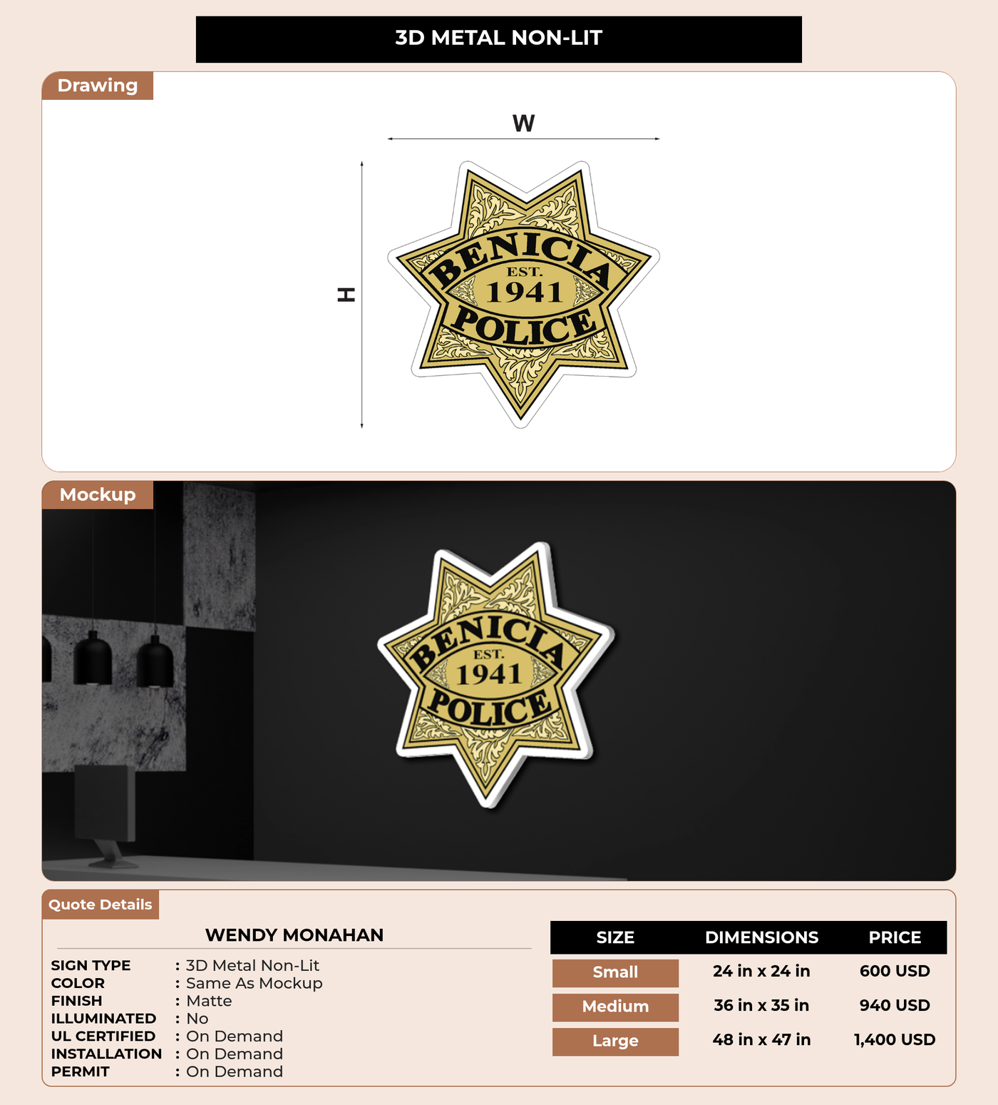 CUSTOM MOCKUP SIGN FOR Wendy Monahan