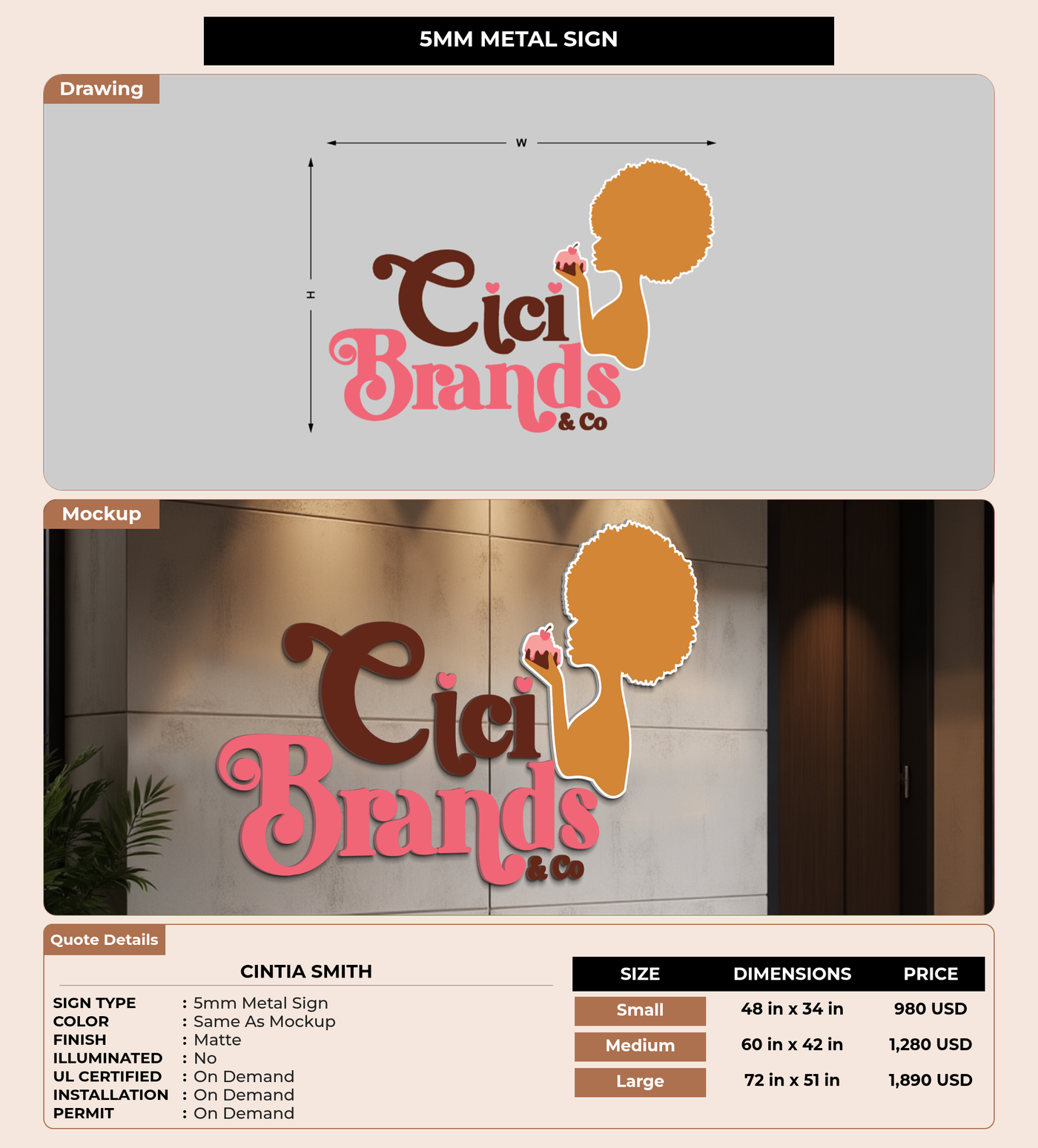 CUSTOM MOCKUP SIGN FOR Cintia Smith