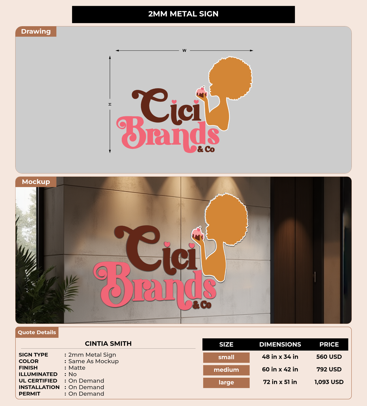 CUSTOM MOCKUP SIGN FOR Cintia Smith