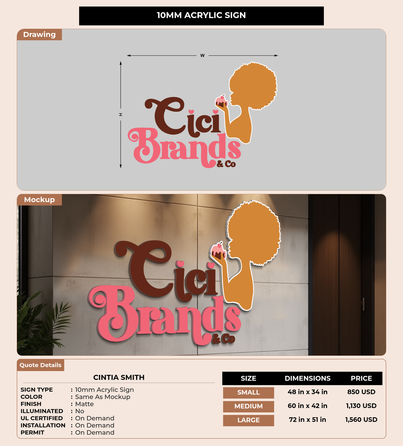 CUSTOM MOCKUP SIGN FOR Cintia Smith