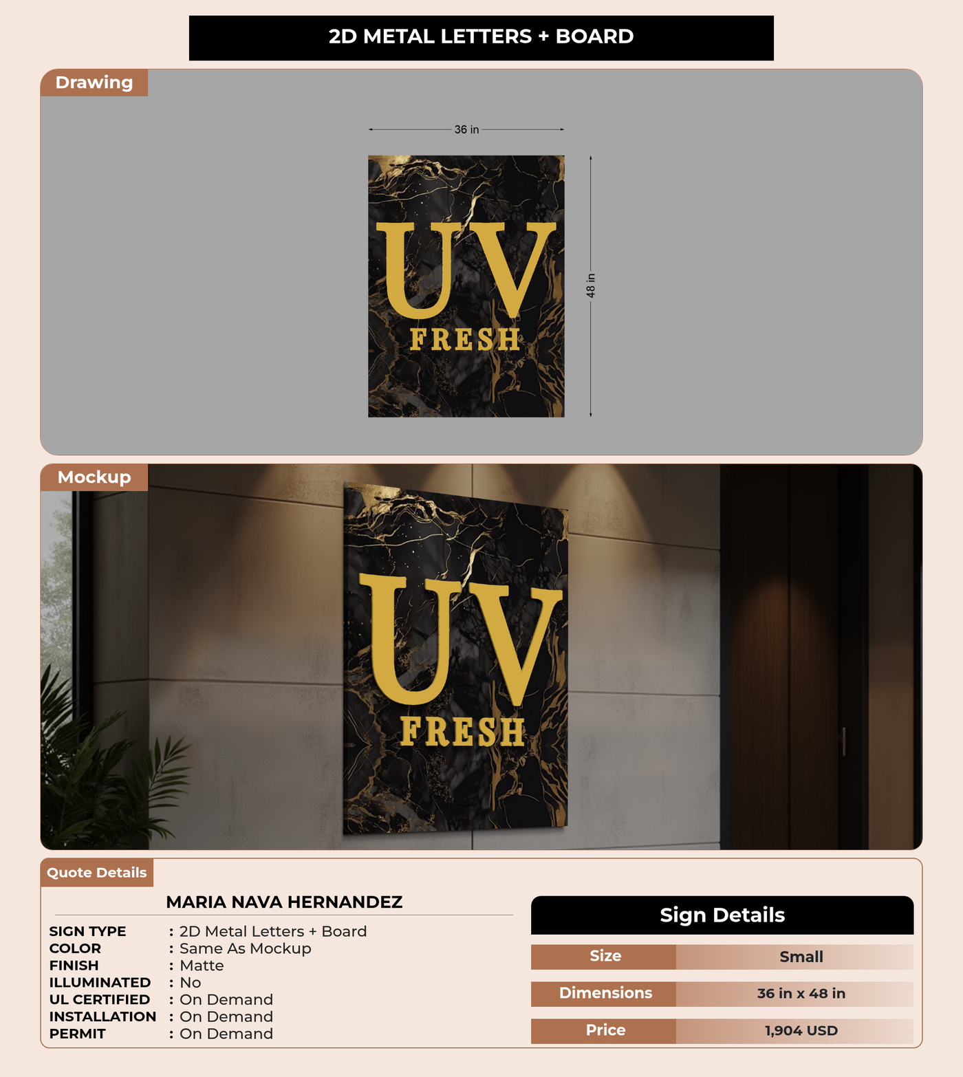 CUSTOM MOCKUP SIGN FOR Maria Nava Hernandez