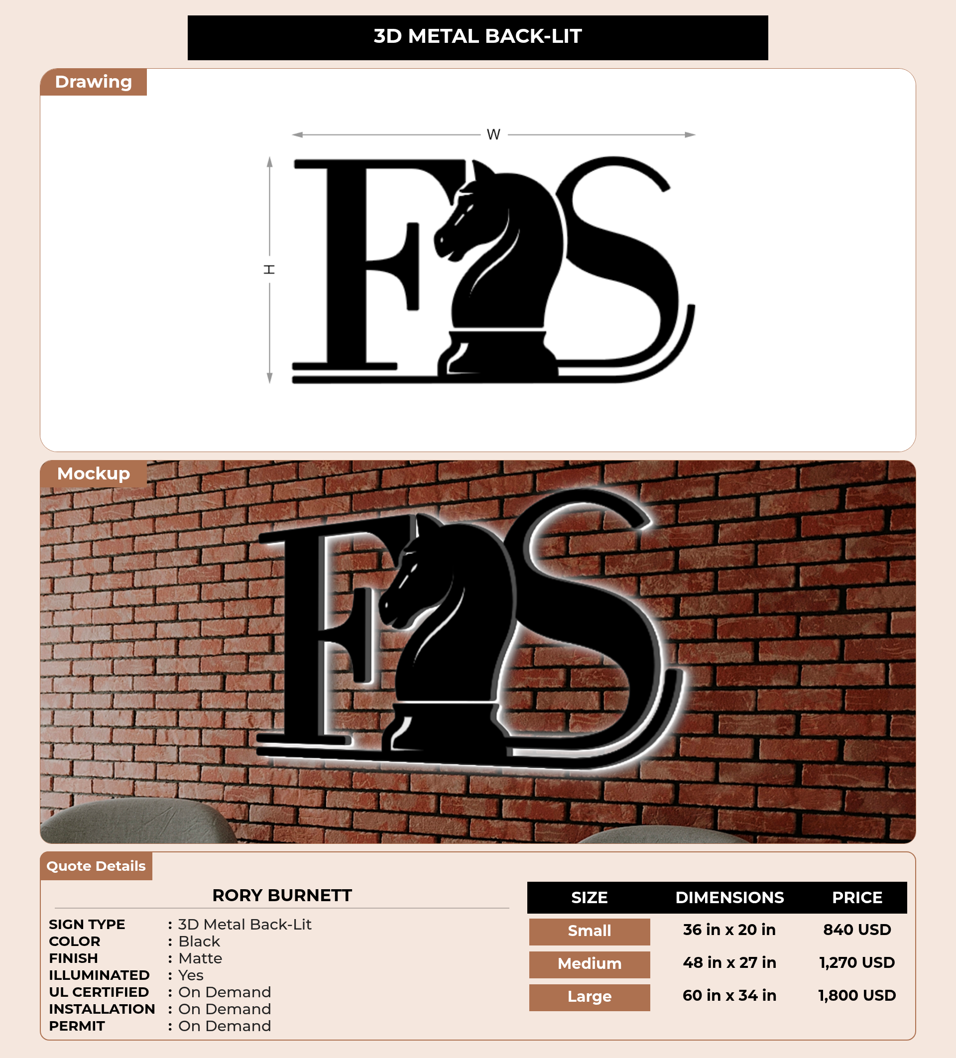 CUSTOM MOCKUP SIGN FOR Rory Burnett – SignMakerz