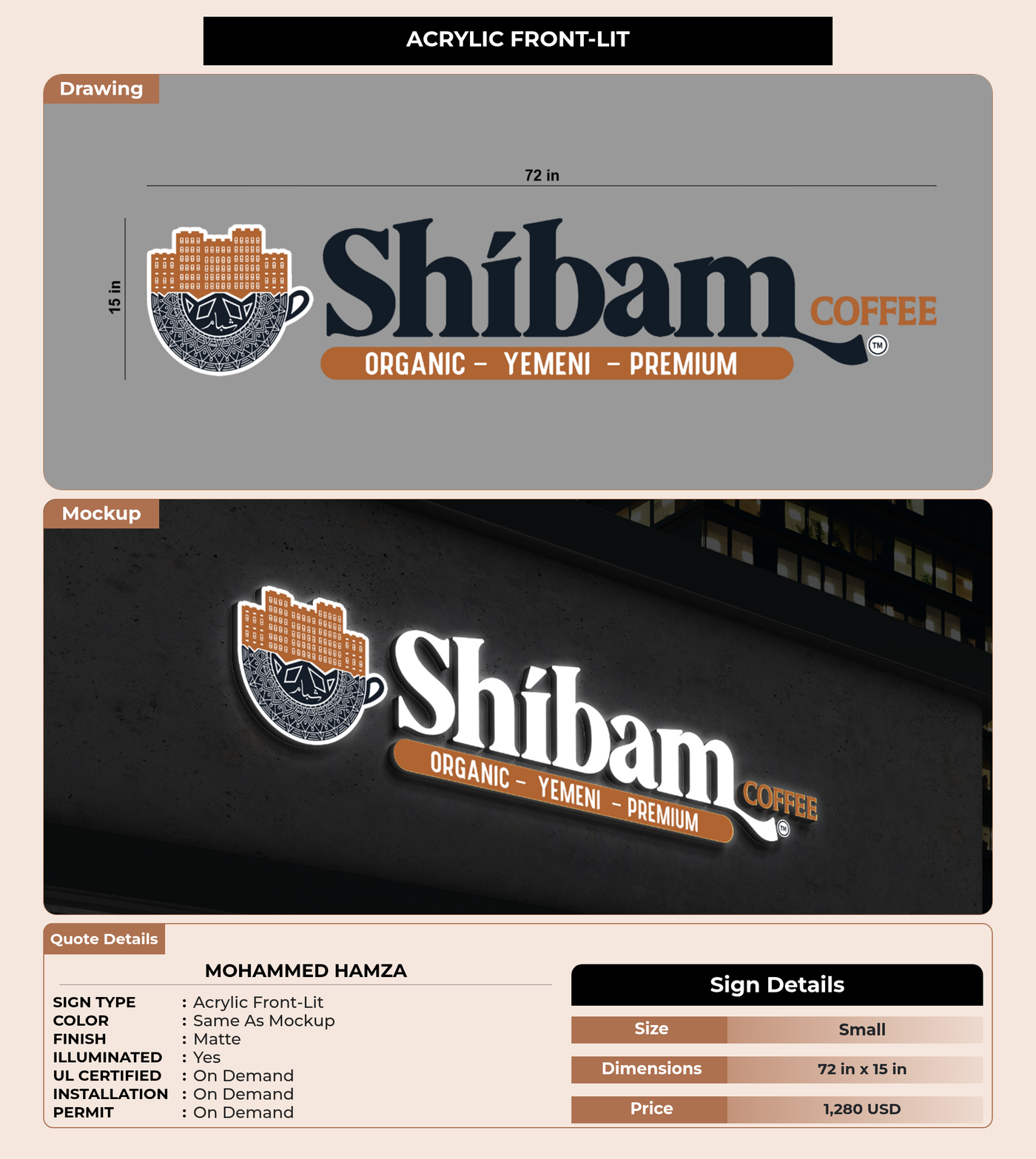 CUSTOM MOCKUP SIGN FOR Mohammed Hamza