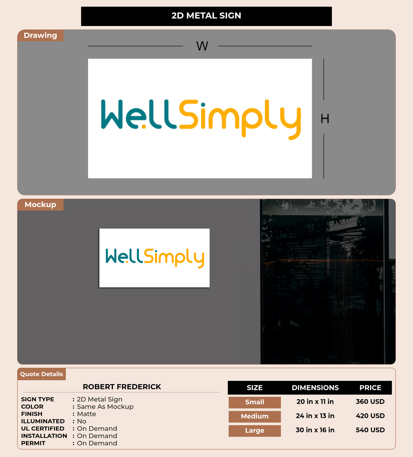 CUSTOM MOCKUP SIGN FOR Robert Frederick