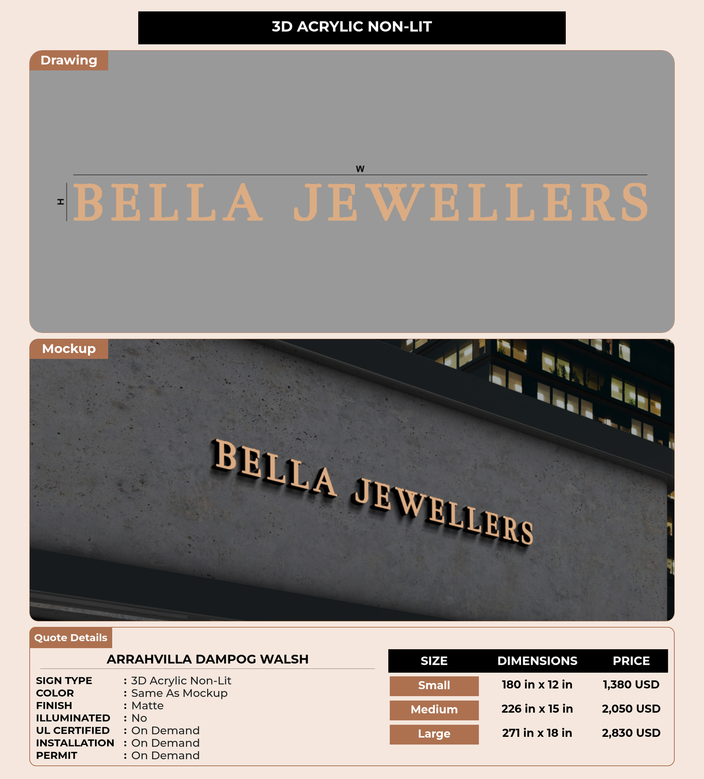 CUSTOM MOCKUP SIGN FOR arrahvilla dampog walsh