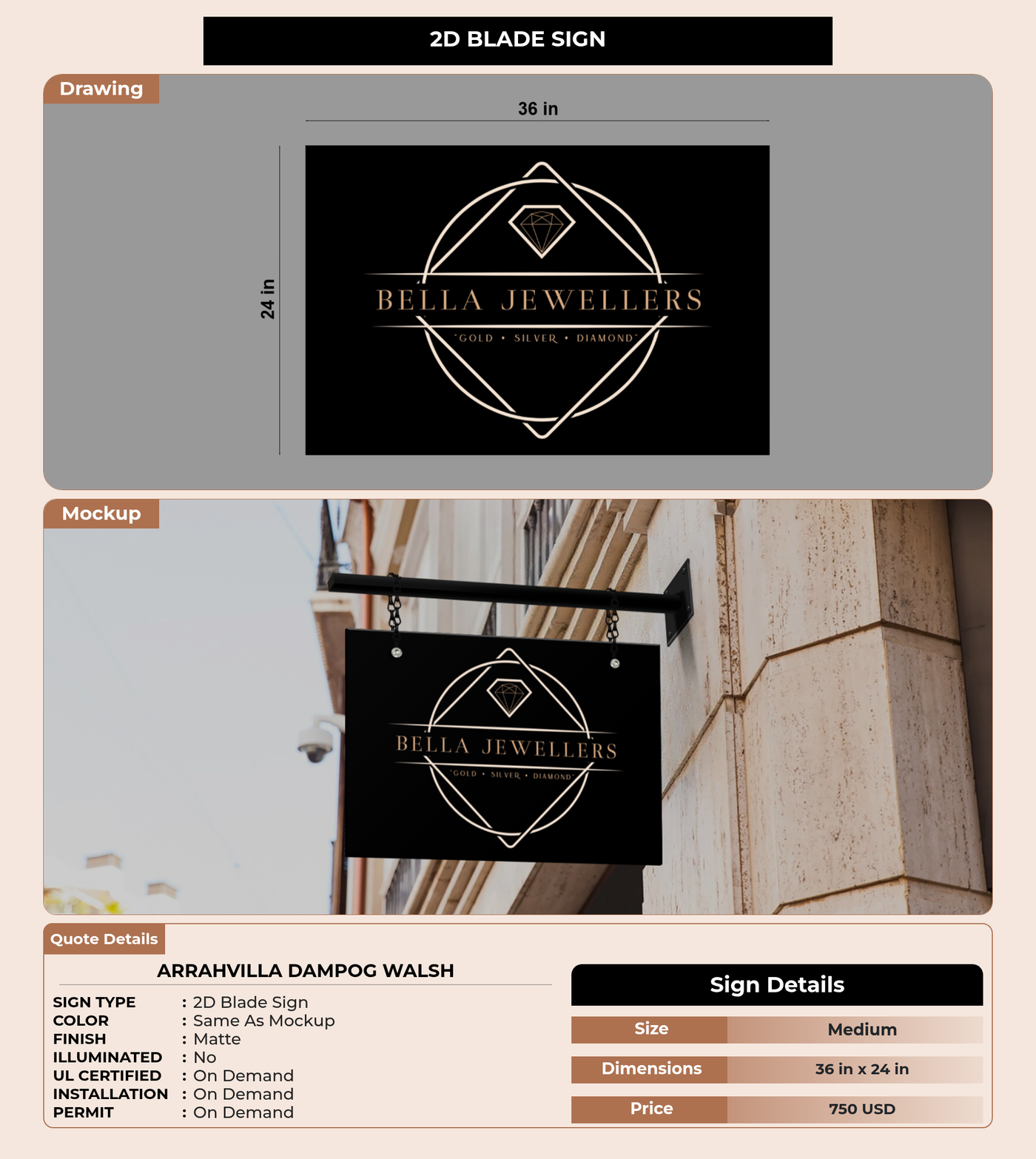 CUSTOM MOCKUP SIGN FOR arrahvilla dampog walsh