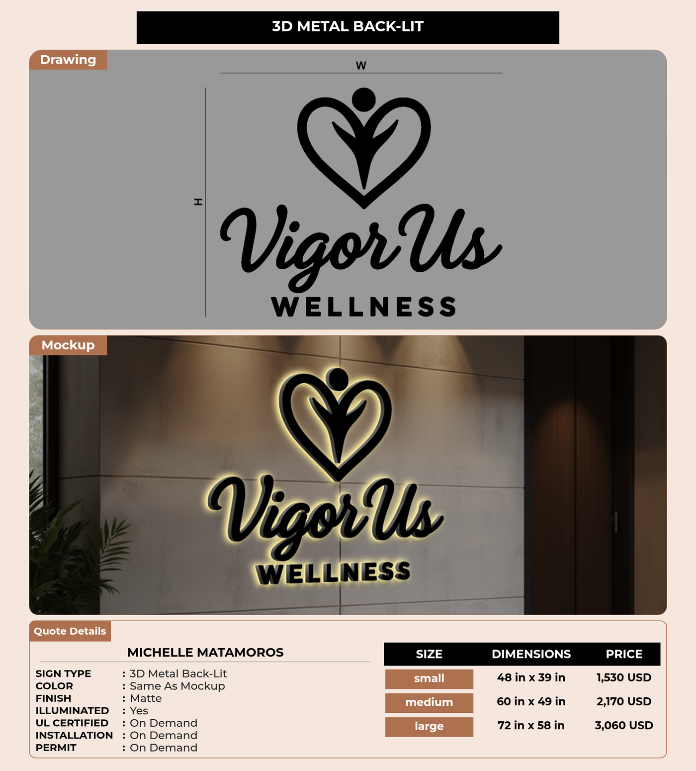CUSTOM MOCKUP SIGN FOR Michelle Matamoros