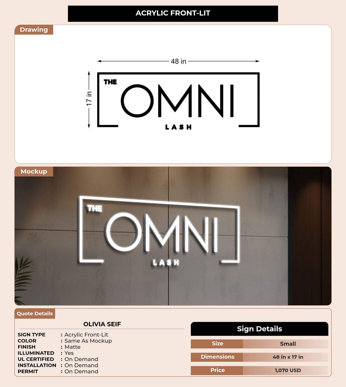 CUSTOM MOCKUP SIGN FOR Olivia Seif