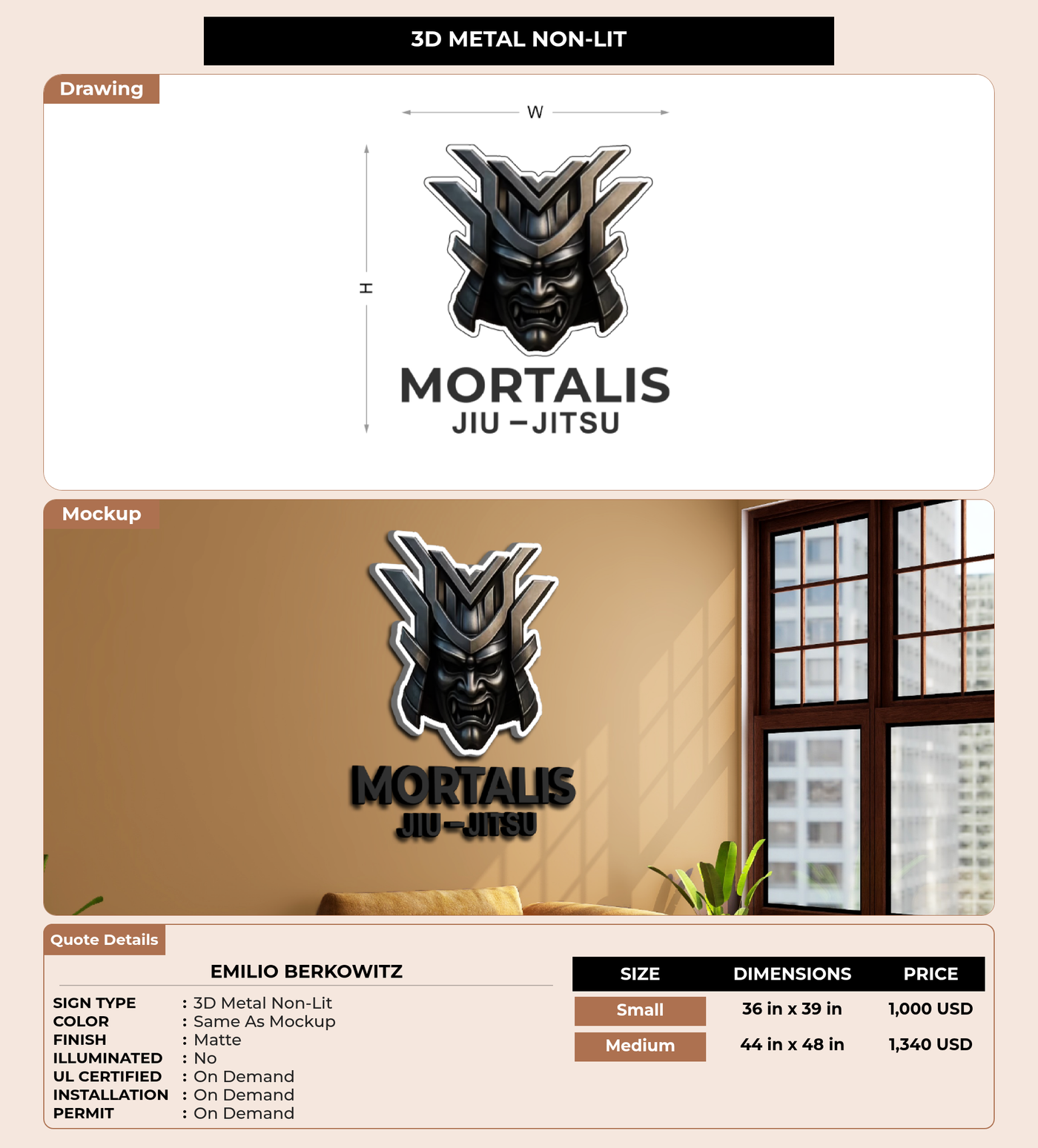 CUSTOM MOCKUP SIGN FOR Emilio Berkowitz