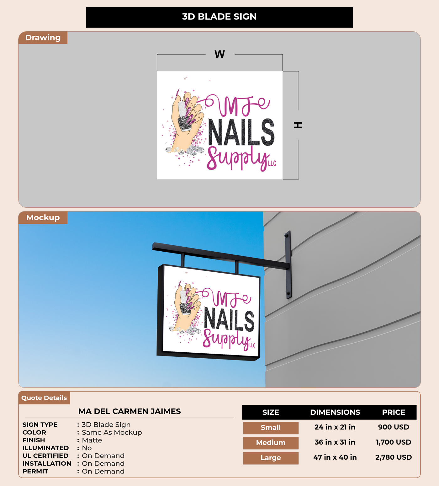 CUSTOM MOCKUP SIGN FOR Ma del carmen  Jaimes