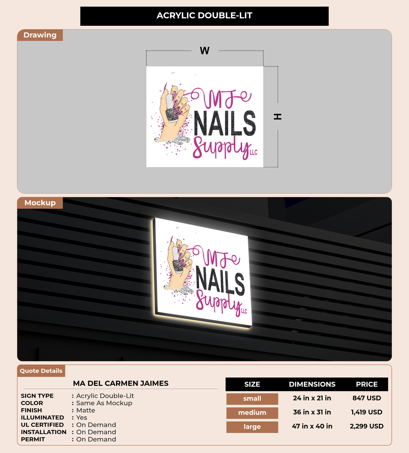 CUSTOM MOCKUP SIGN FOR Ma del carmen  Jaimes