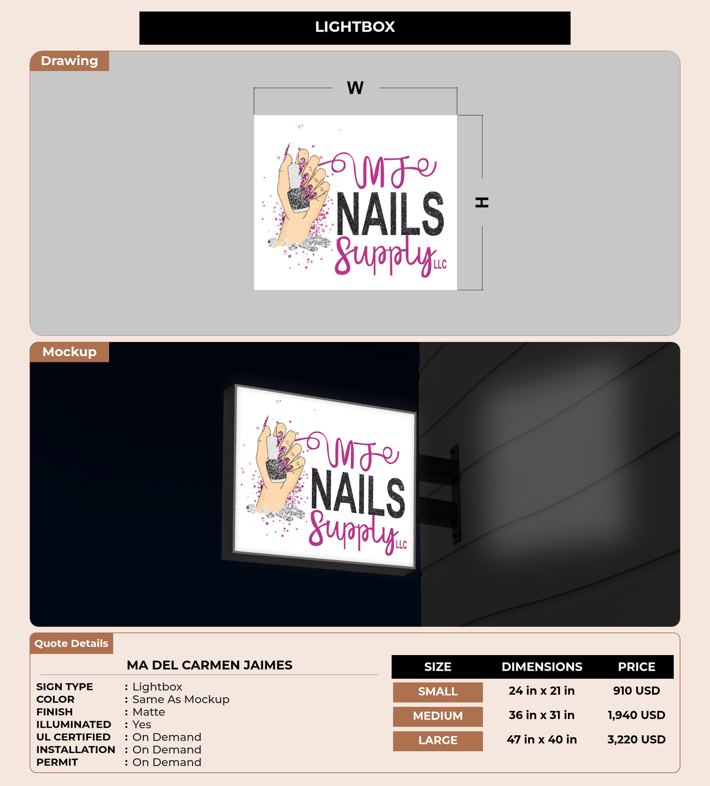 CUSTOM MOCKUP SIGN FOR Ma del carmen  Jaimes