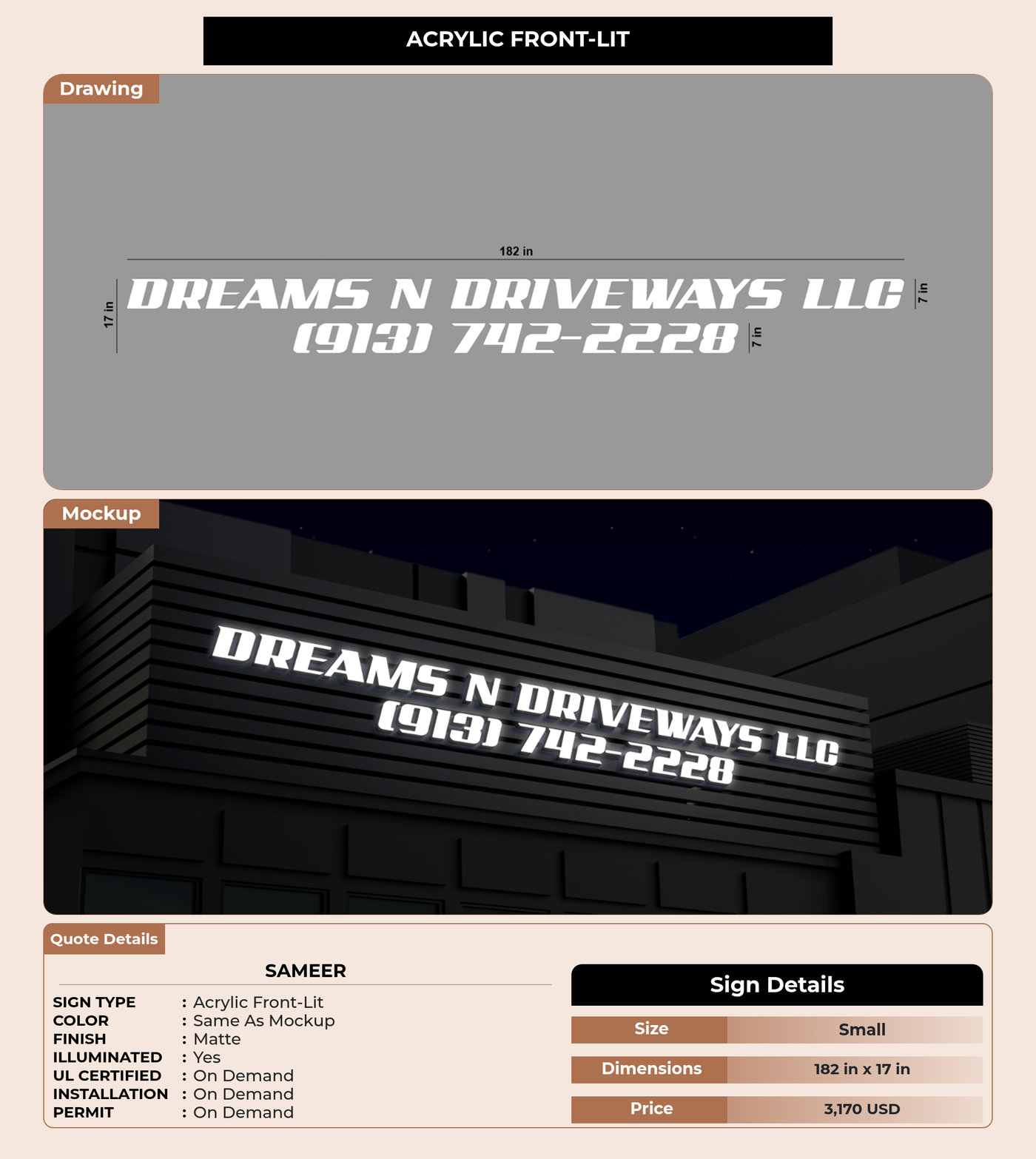 CUSTOM MOCKUP SIGN FOR Sameer