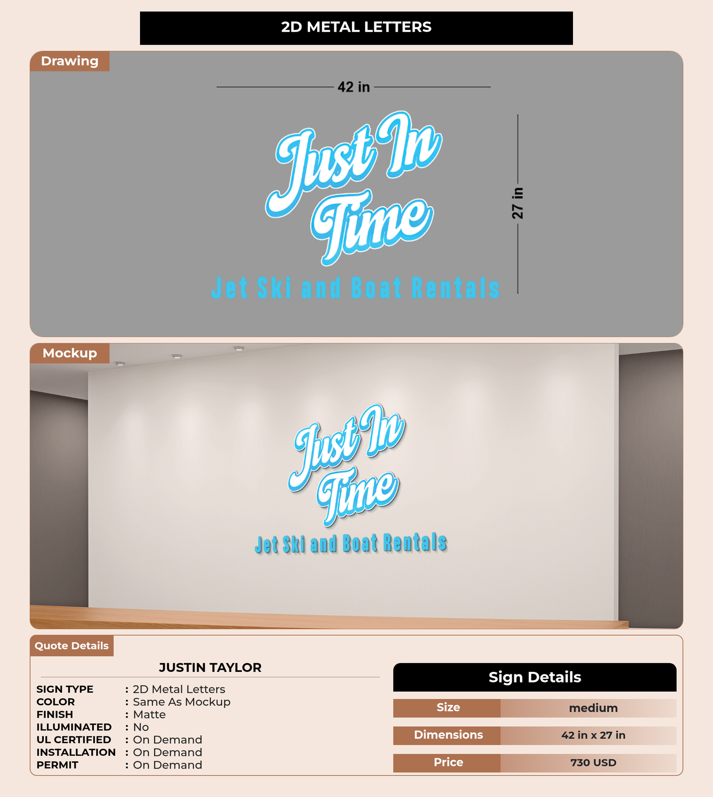 CUSTOM MOCKUP SIGN FOR Justin Taylor