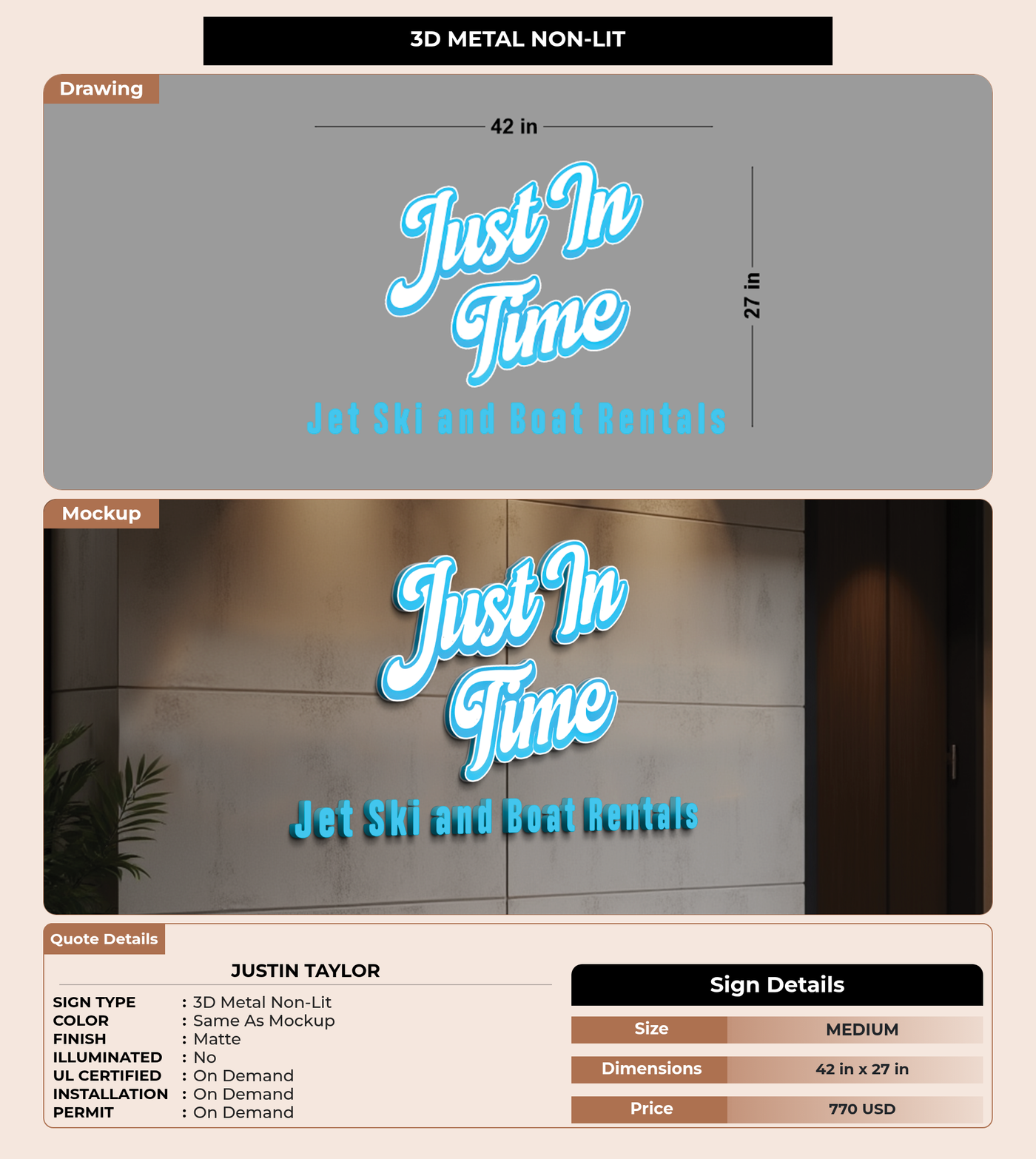 CUSTOM MOCKUP SIGN FOR Justin Taylor