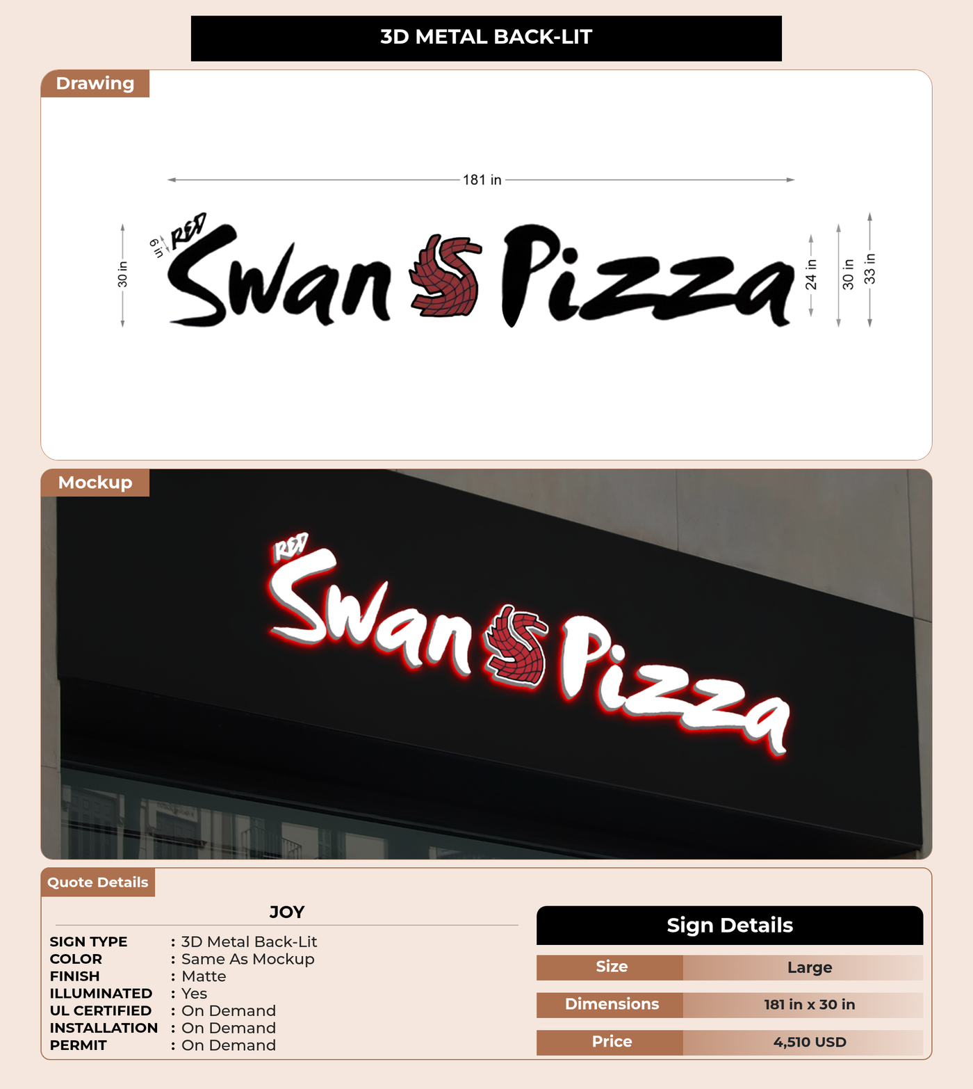CUSTOM MOCKUP SIGN FOR Joy