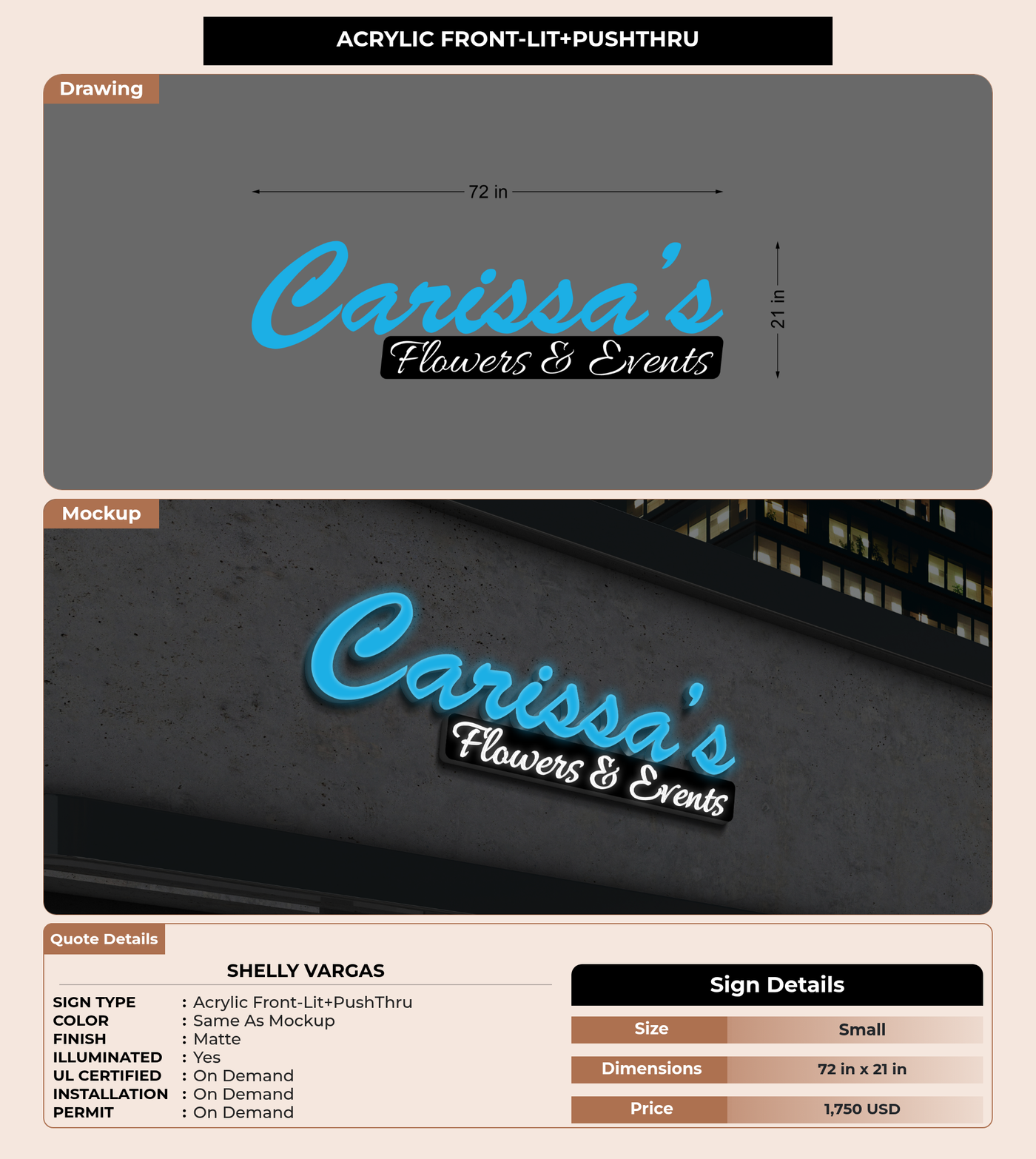 CUSTOM MOCKUP SIGN FOR Shelly Vargas
