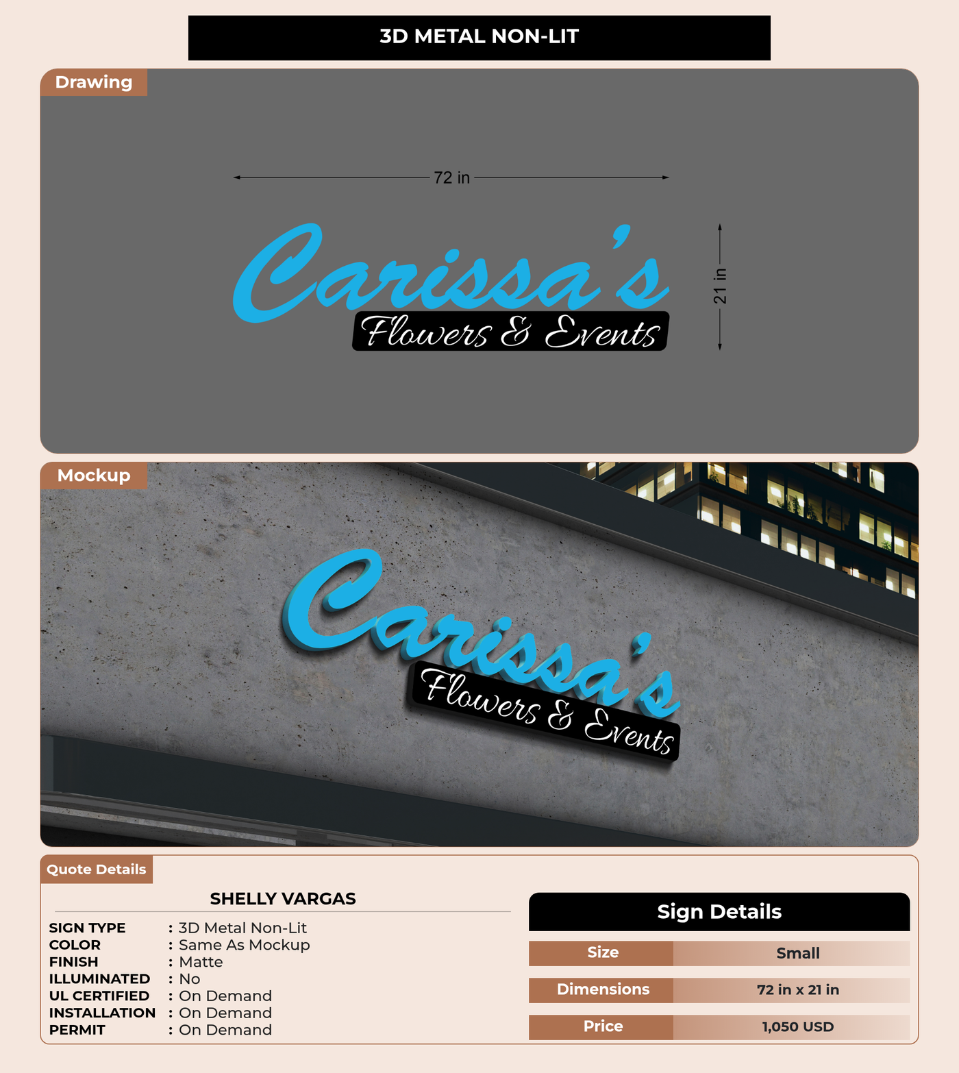 CUSTOM MOCKUP SIGN FOR Shelly Vargas