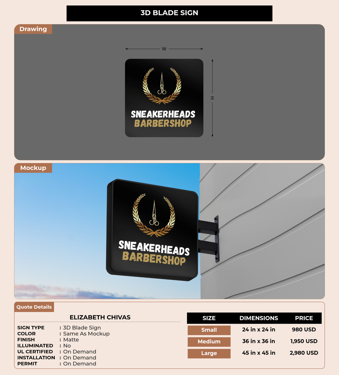 CUSTOM MOCKUP SIGN FOR Elizabeth Chivas