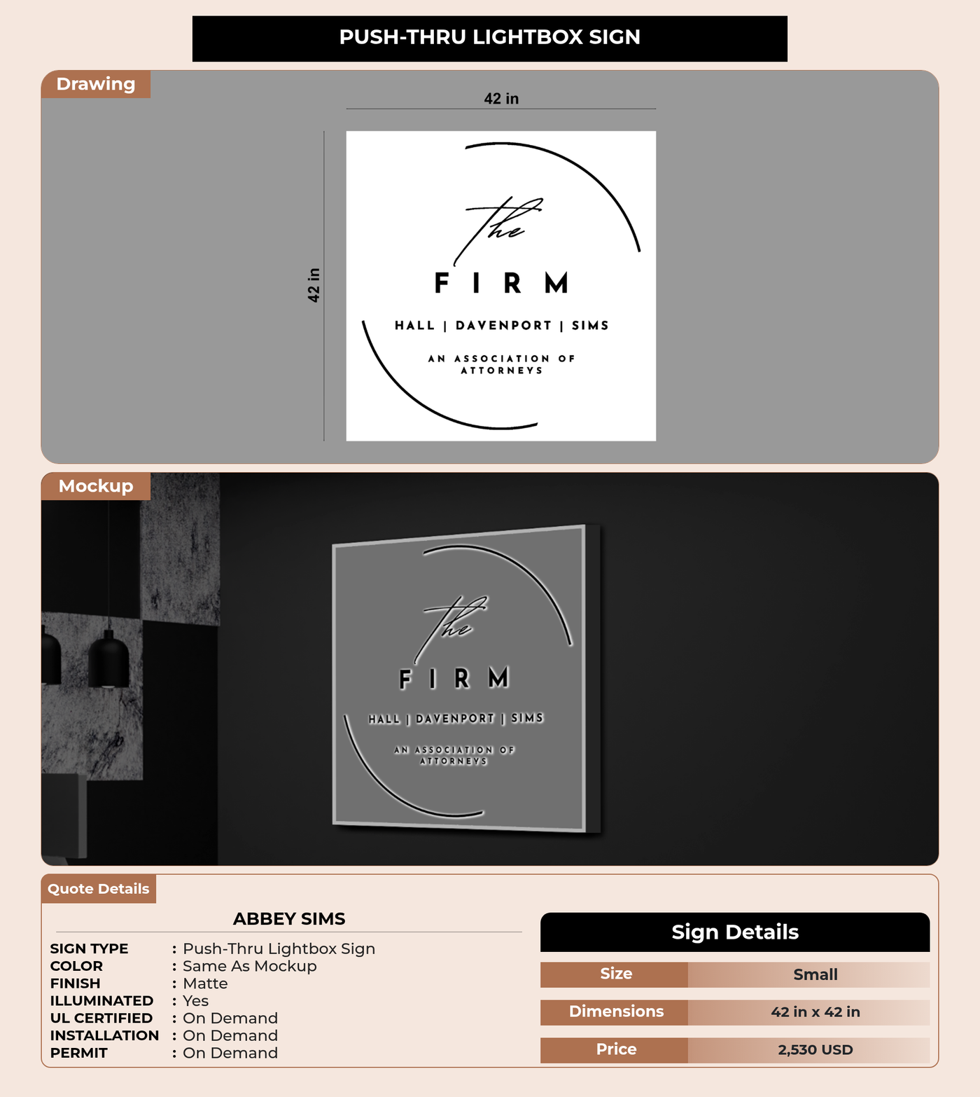 CUSTOM MOCKUP SIGN FOR Abbey Sims