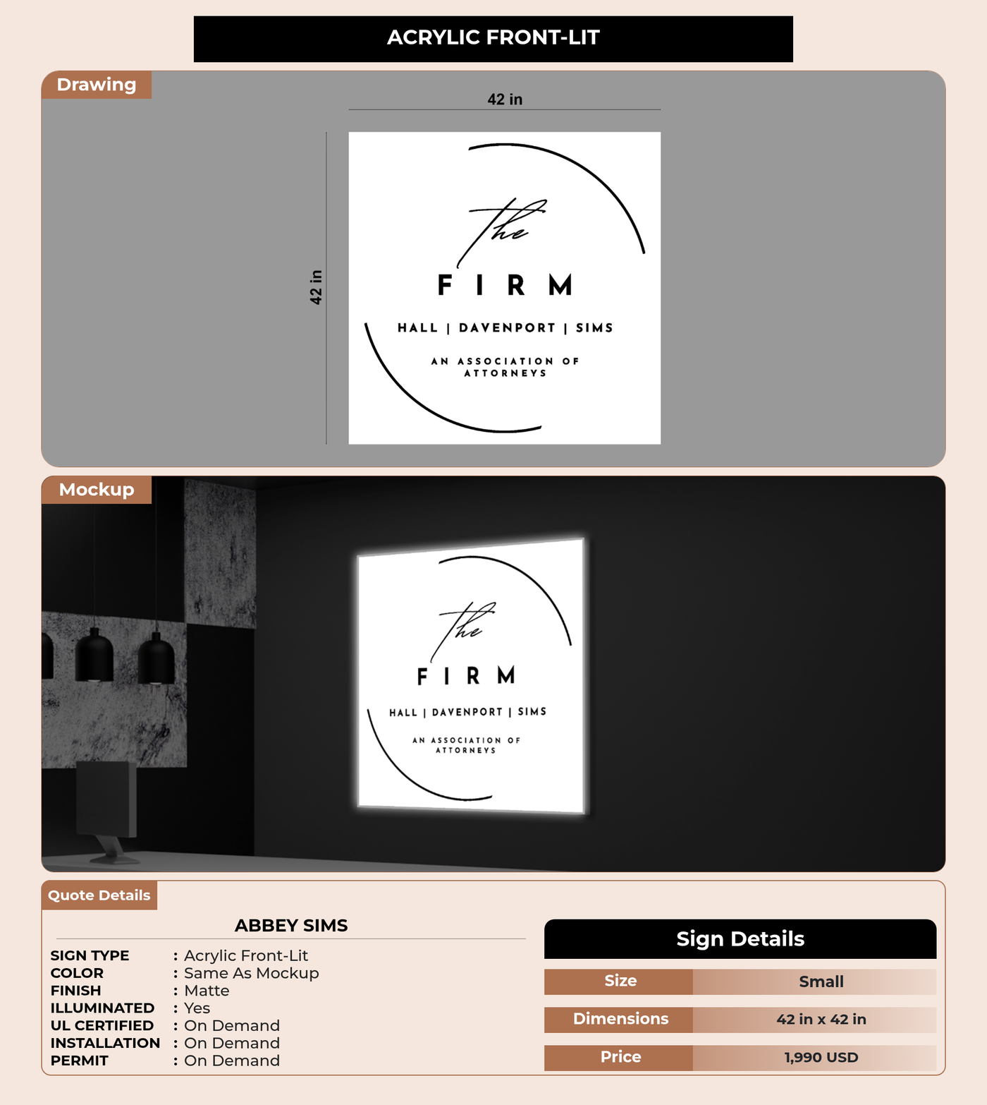 CUSTOM MOCKUP SIGN FOR Abbey Sims