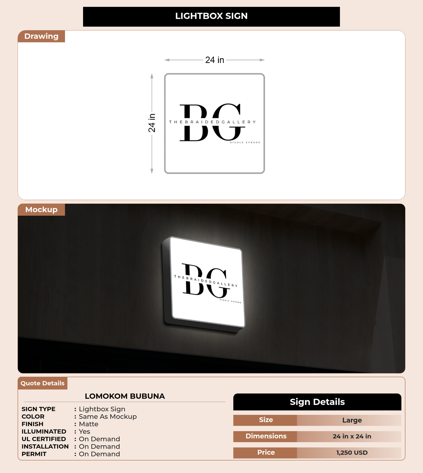 CUSTOM MOCKUP SIGN FOR Lomokom Bubuna