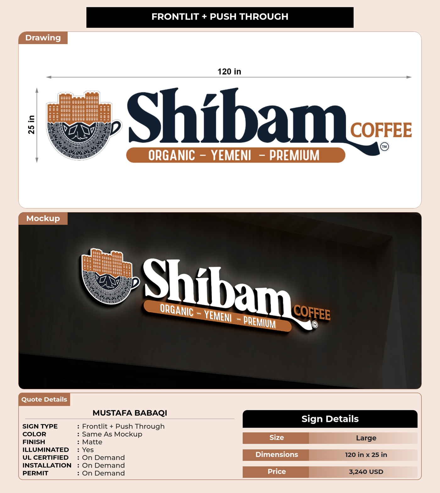 50% Deposit link CUSTOM MOCKUP SIGN FOR Mustafa Babaqi