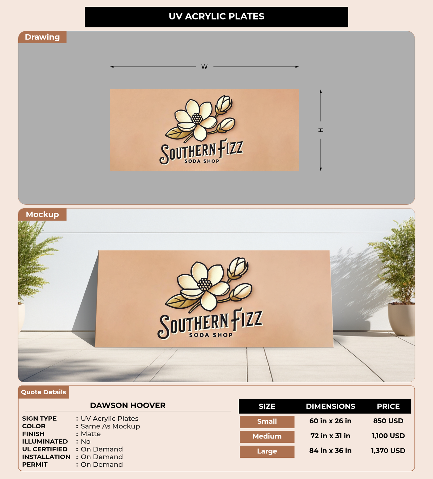 CUSTOM MOCKUP SIGN FOR Dawson Hoover