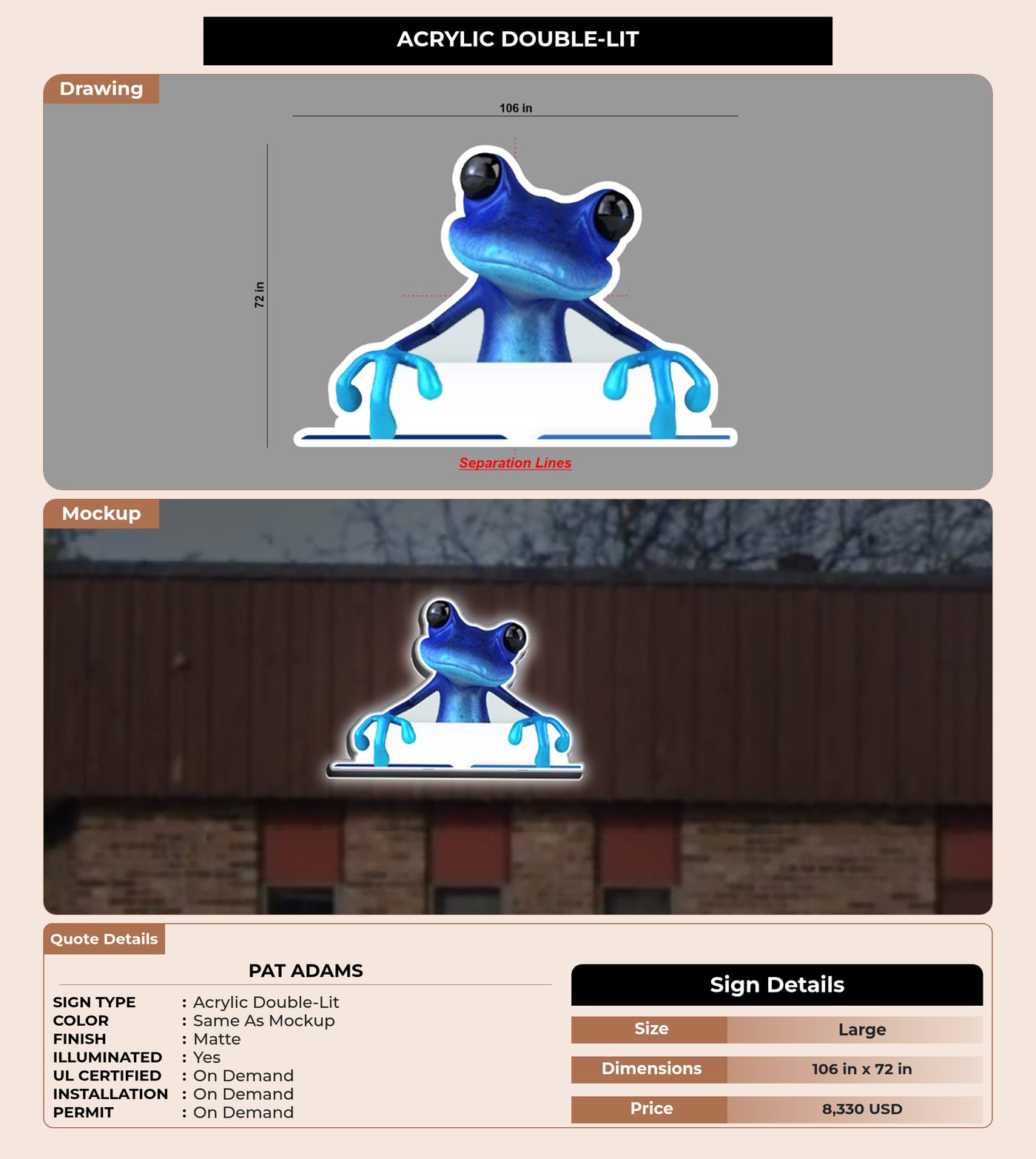 CUSTOM MOCKUP SIGN FOR Pat Adams