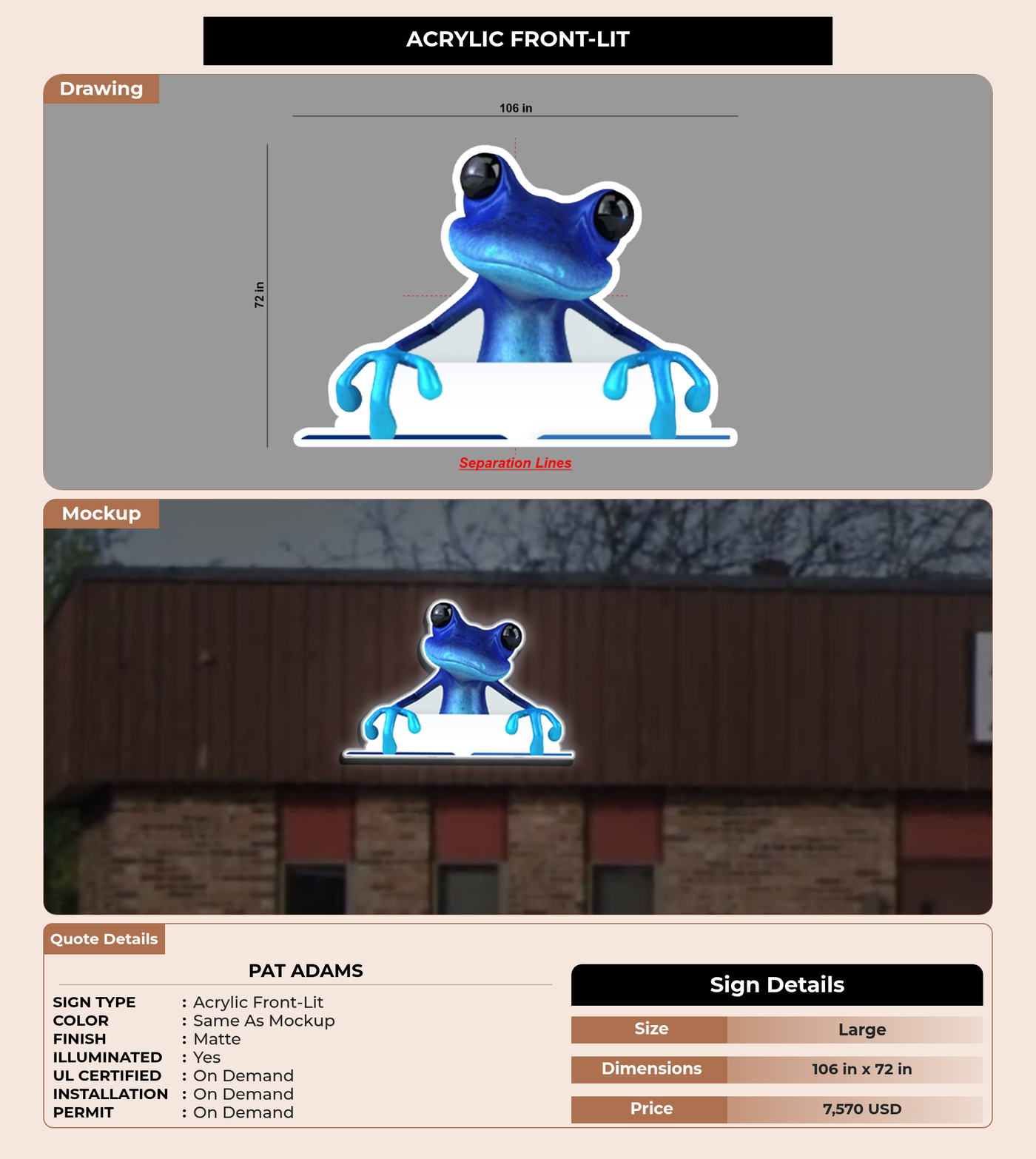 CUSTOM MOCKUP SIGN FOR Pat Adams