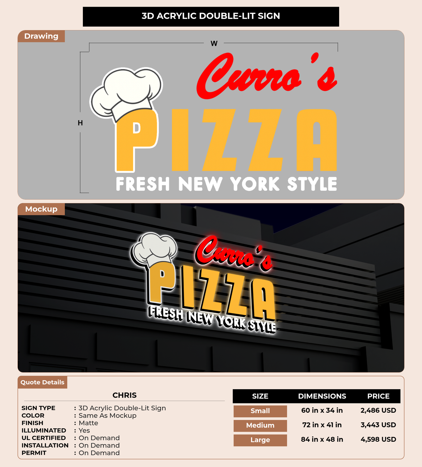 CUSTOM MOCKUP SIGN FOR Chris