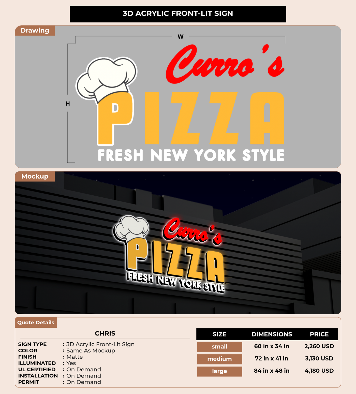 CUSTOM MOCKUP SIGN FOR Chris