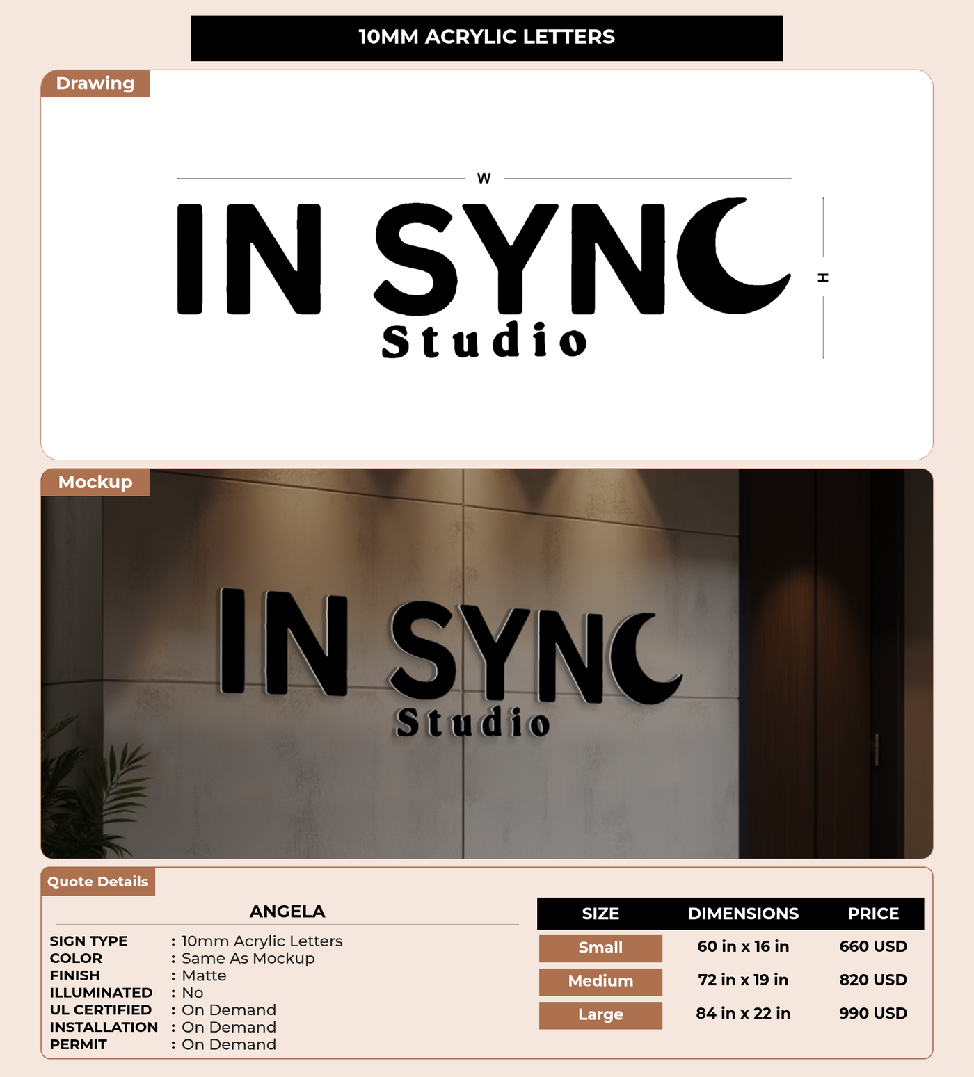 CUSTOM MOCKUP SIGN FOR Angela