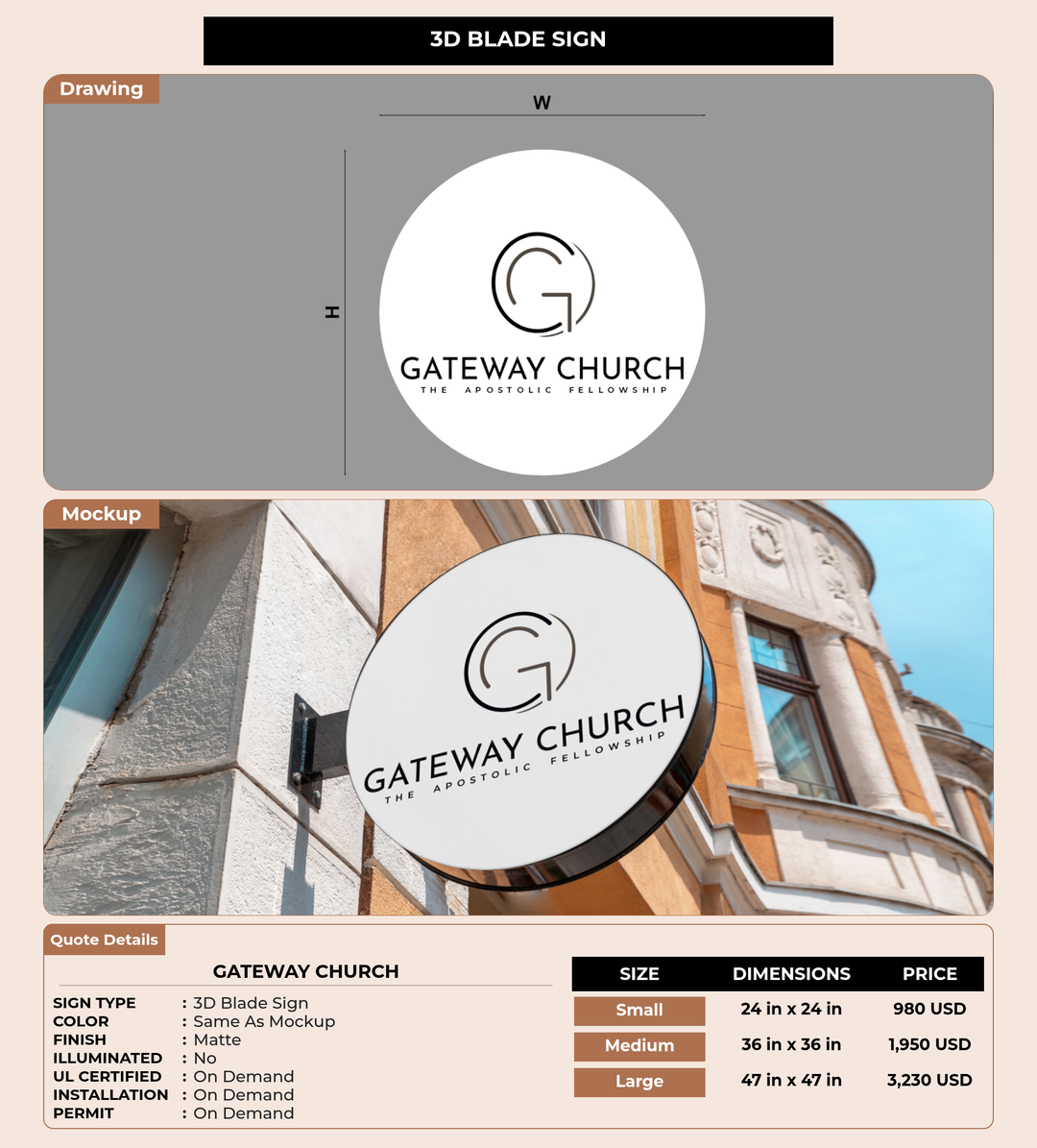 CUSTOM MOCKUP SIGN FOR Gateway Church