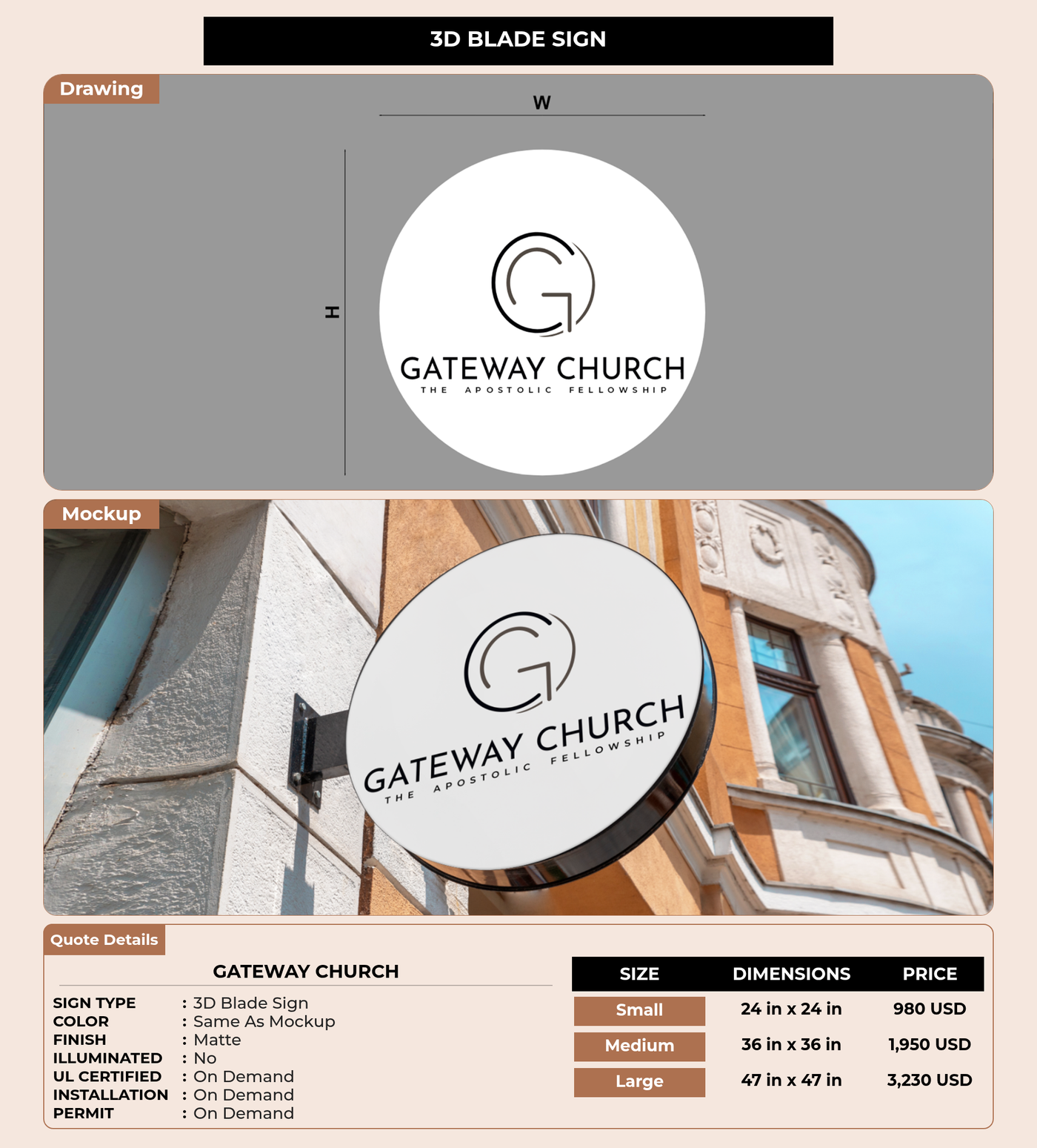 CUSTOM MOCKUP SIGN FOR Gateway Church