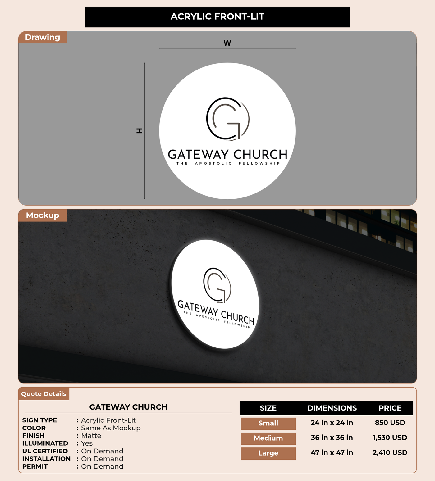 CUSTOM MOCKUP SIGN FOR Gateway Church