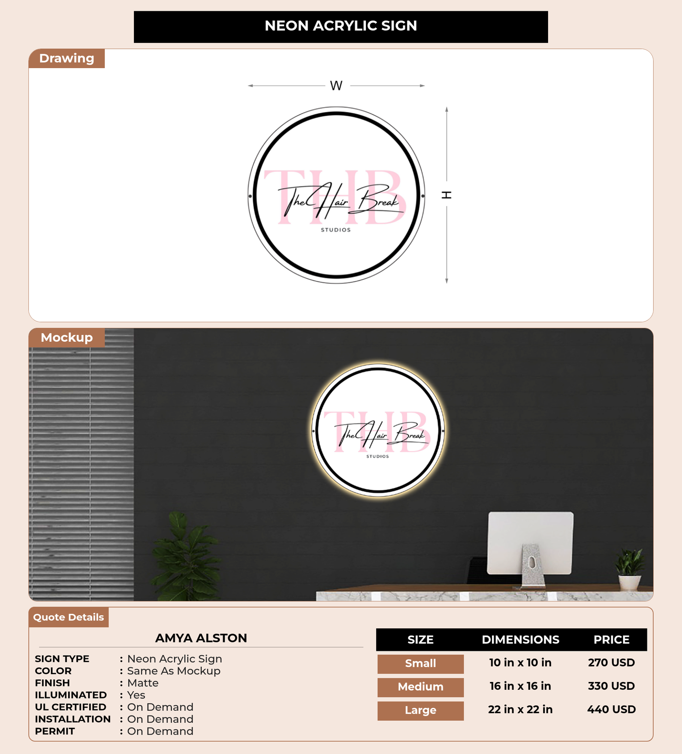 CUSTOM MOCKUP SIGN FOR Amya Alston