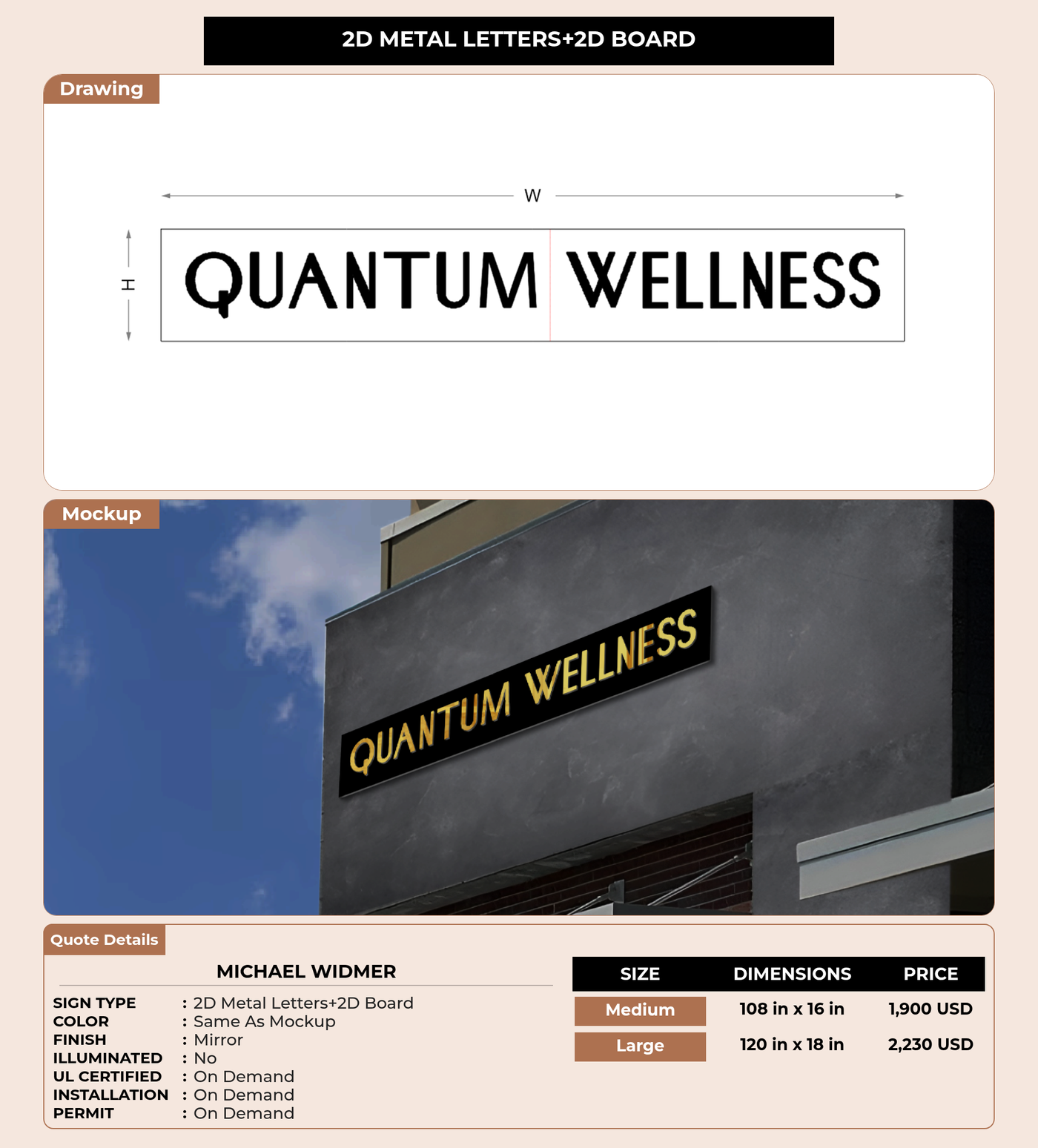 CUSTOM MOCKUP SIGN FOR Michael Widmer
