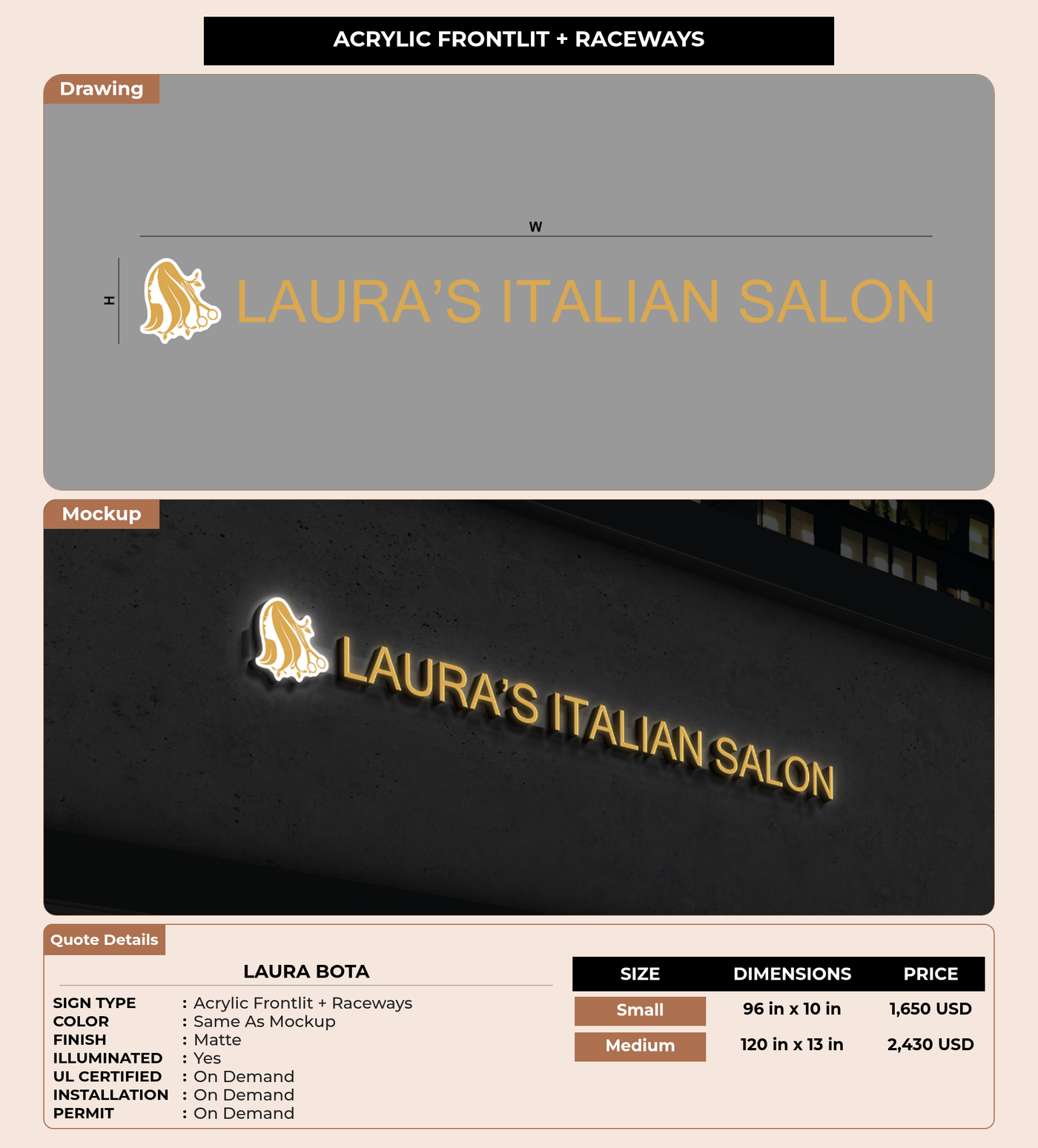 CUSTOM MOCKUP SIGN FOR Laura Bota