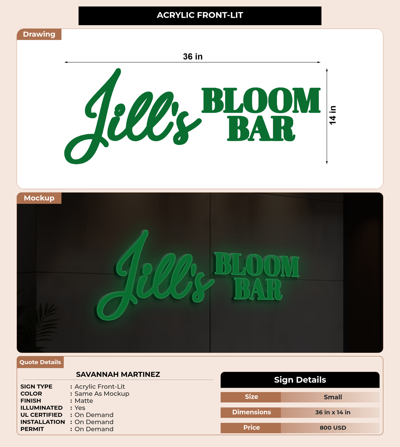 CUSTOM MOCKUP SIGN FOR savannah martinez
