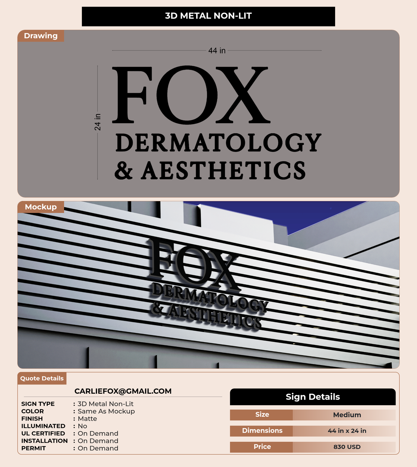 CUSTOM MOCKUP SIGN FOR carliefox@gmail.com