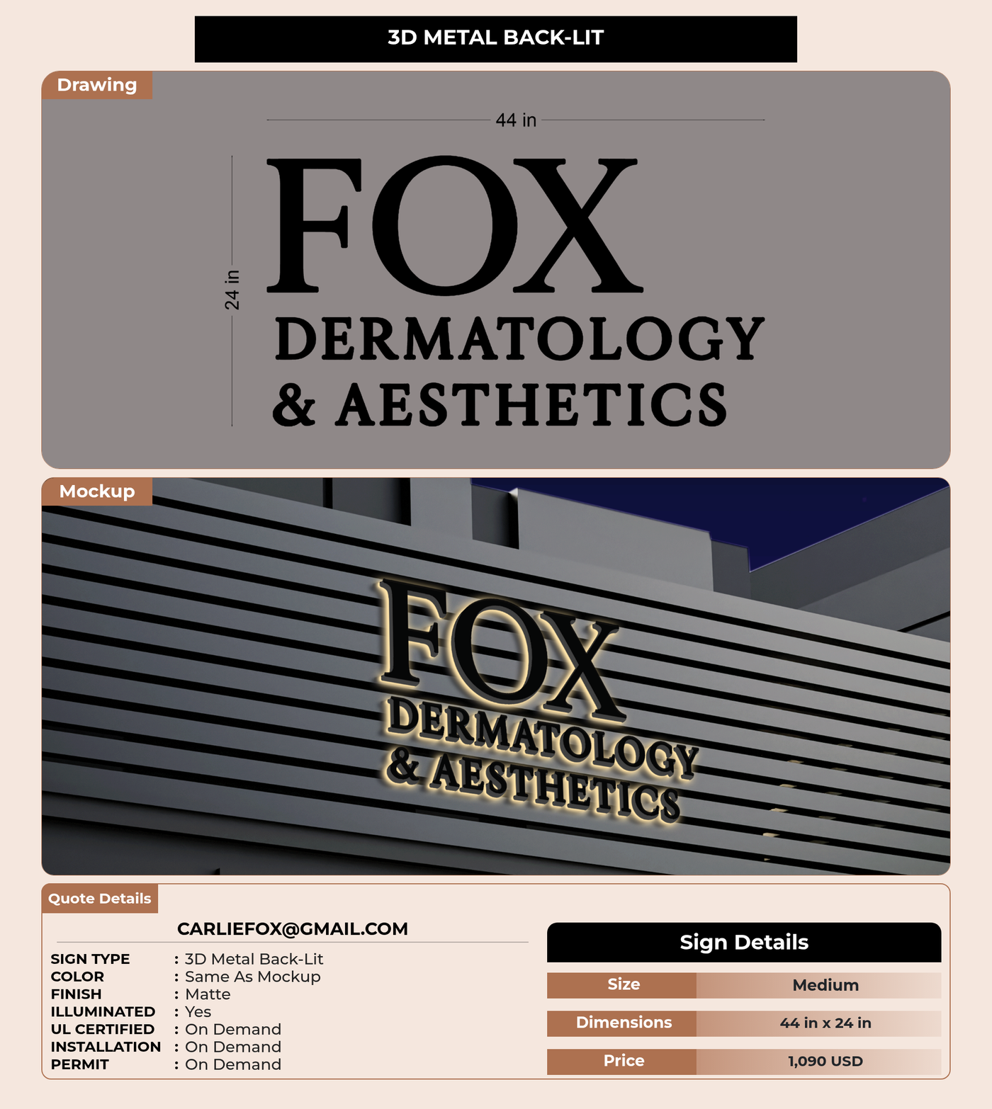 CUSTOM MOCKUP SIGN FOR carliefox@gmail.com