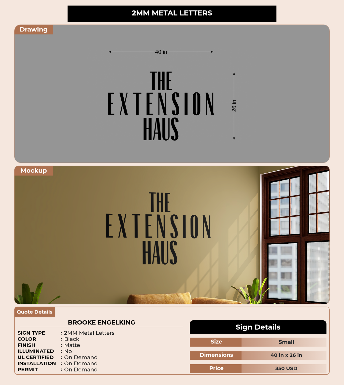 CUSTOM MOCKUP SIGN FOR Brooke engelking