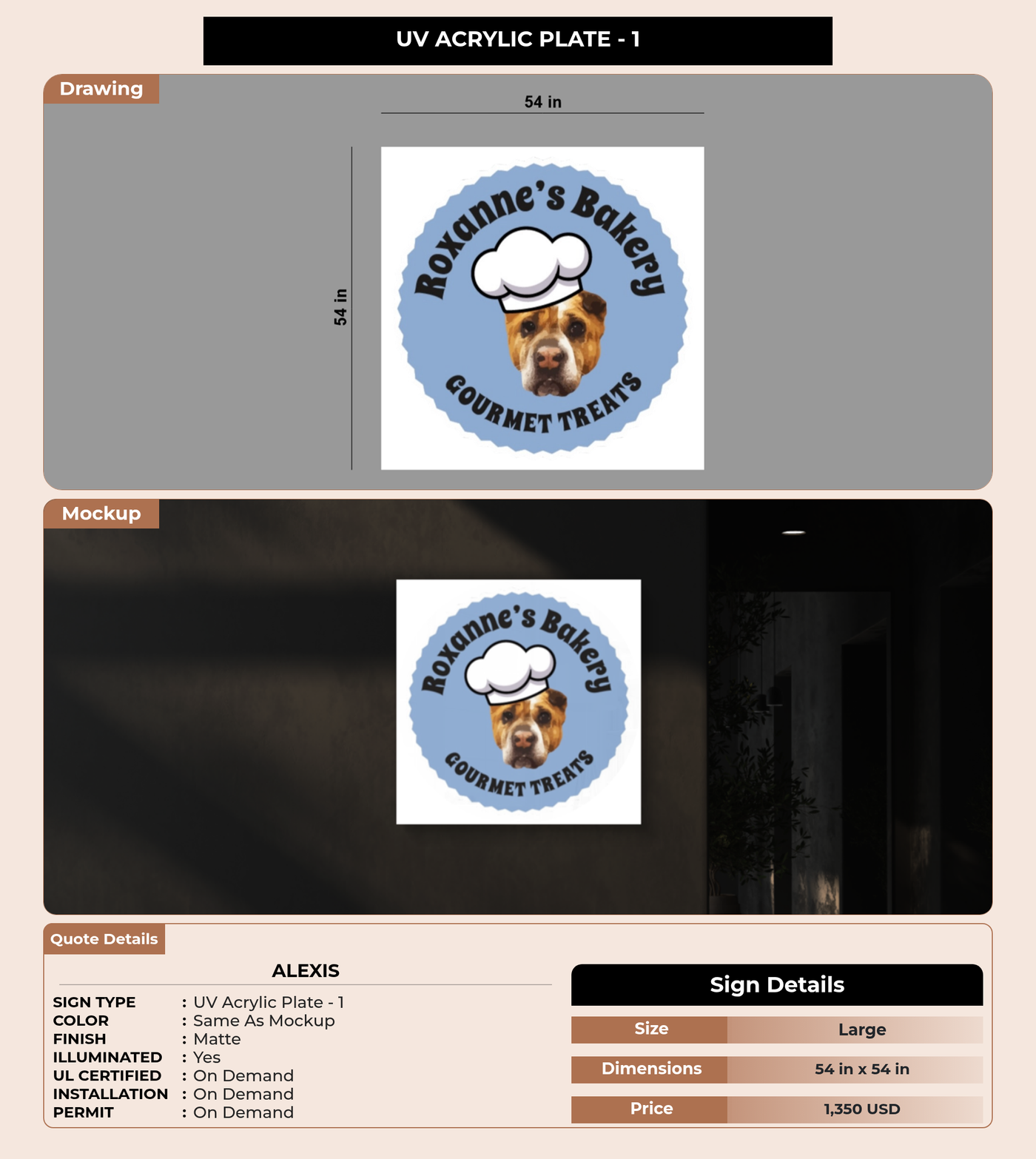 CUSTOM MOCKUP SIGN FOR Alexis