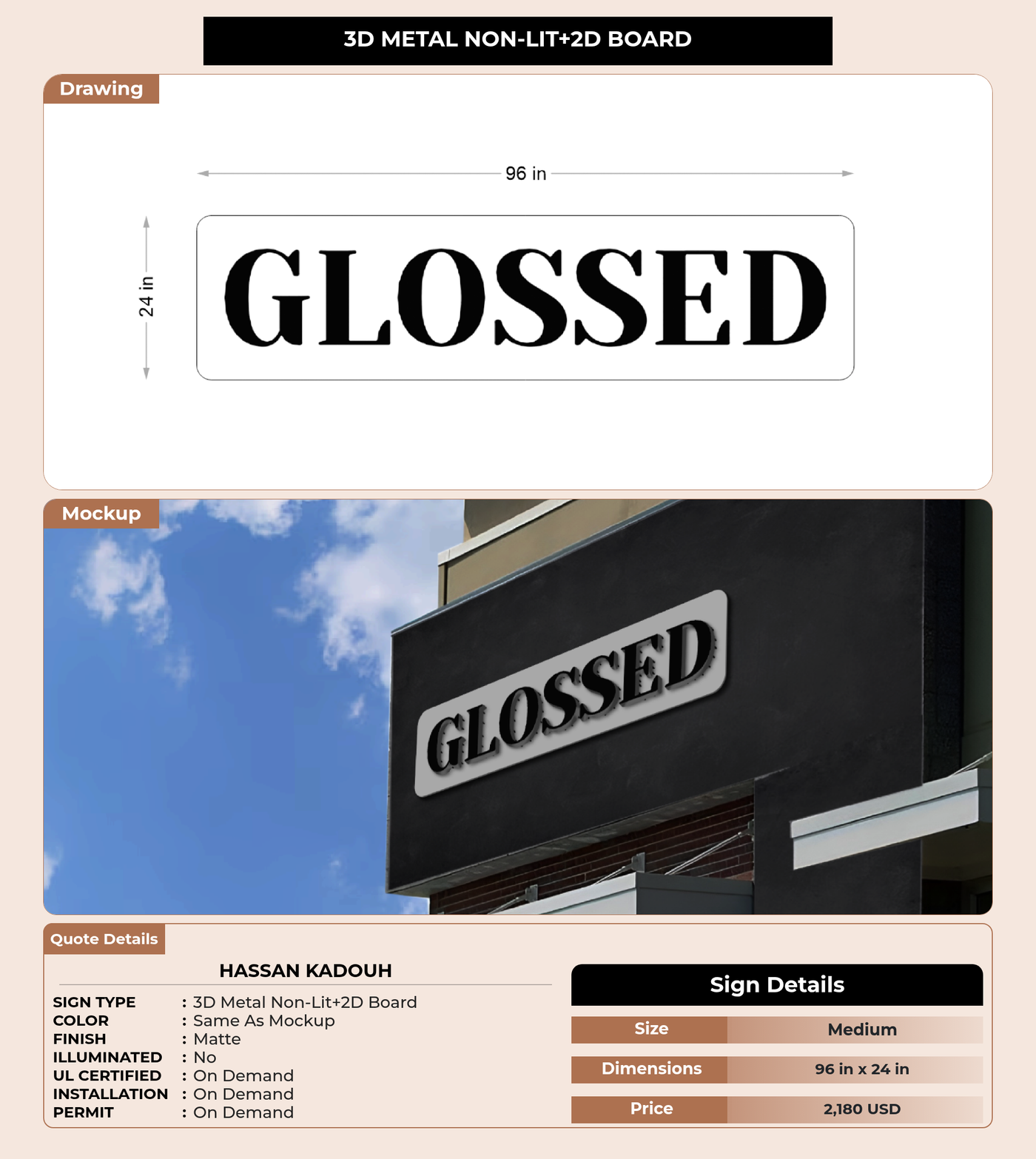 CUSTOM MOCKUP SIGN FOR HASSAN KADOUH