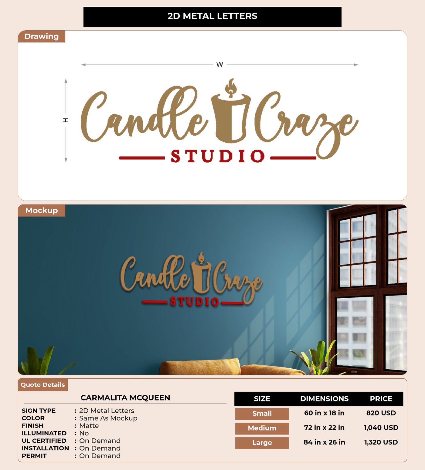 CUSTOM MOCKUP SIGN FOR Carmalita McQueen