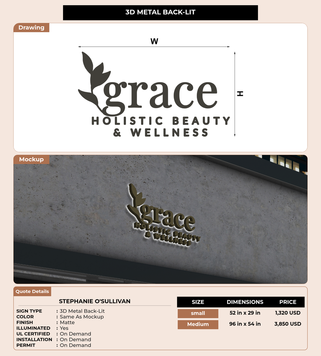 CUSTOM MOCKUP SIGN FOR STephanie O&