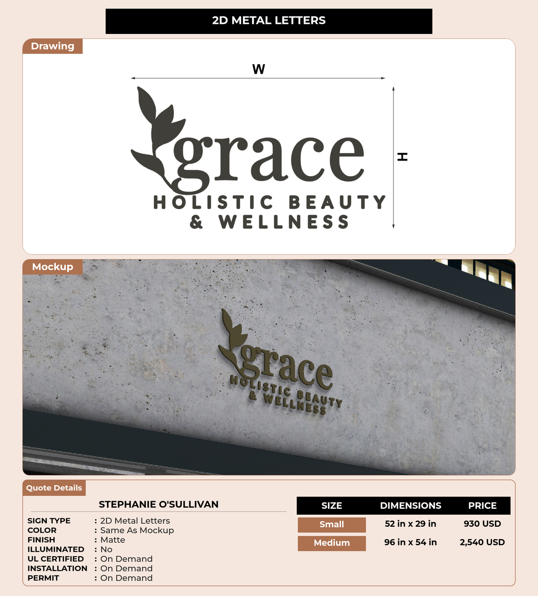 CUSTOM MOCKUP SIGN FOR STephanie O&