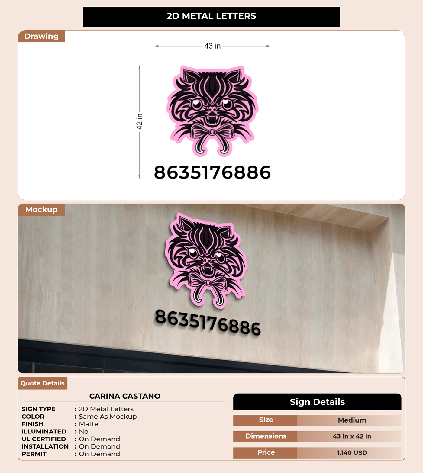 CUSTOM MOCKUP SIGN FOR Carina Castano